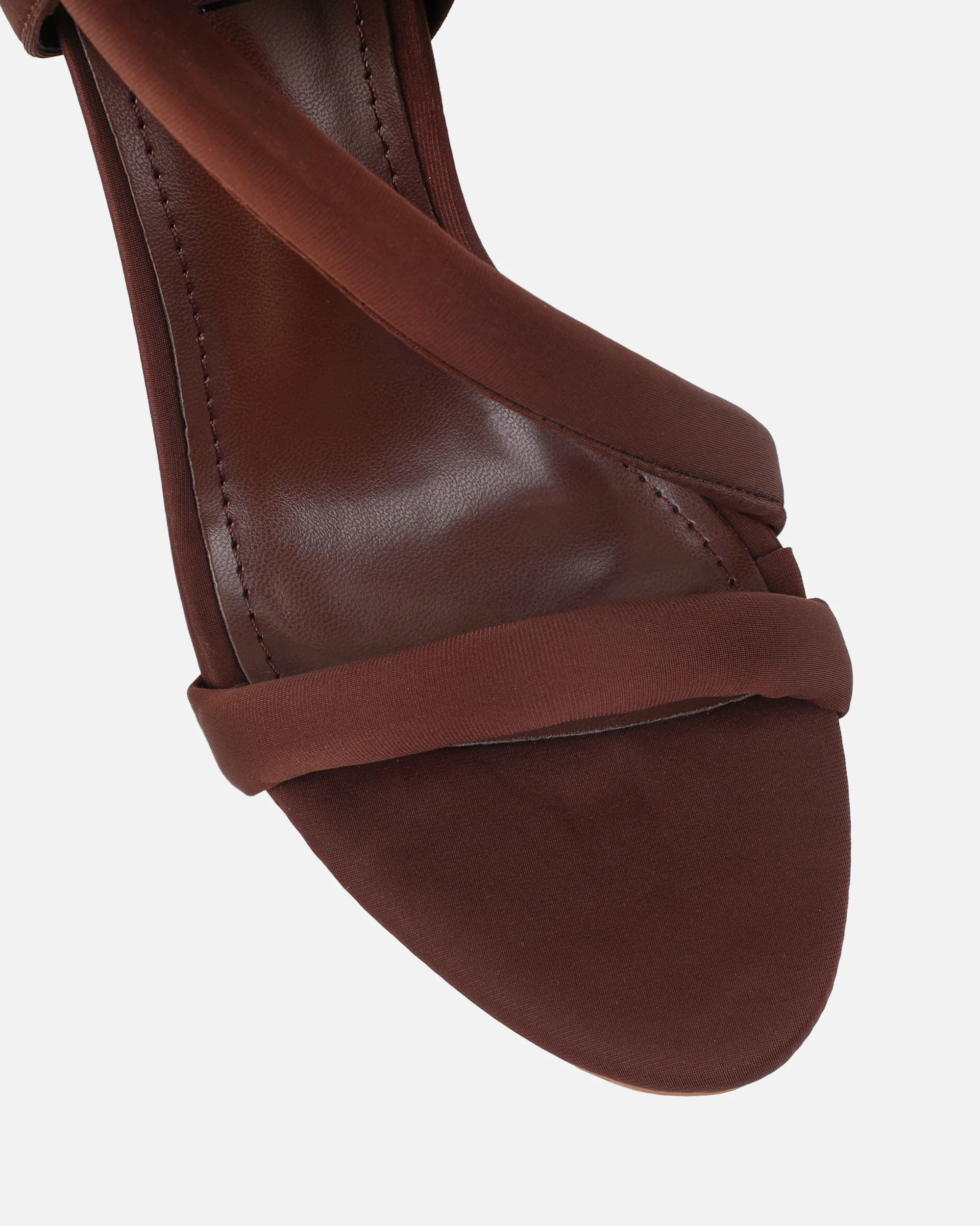 Harli Brown Lycra Padded Heeled Sandals - Image 4