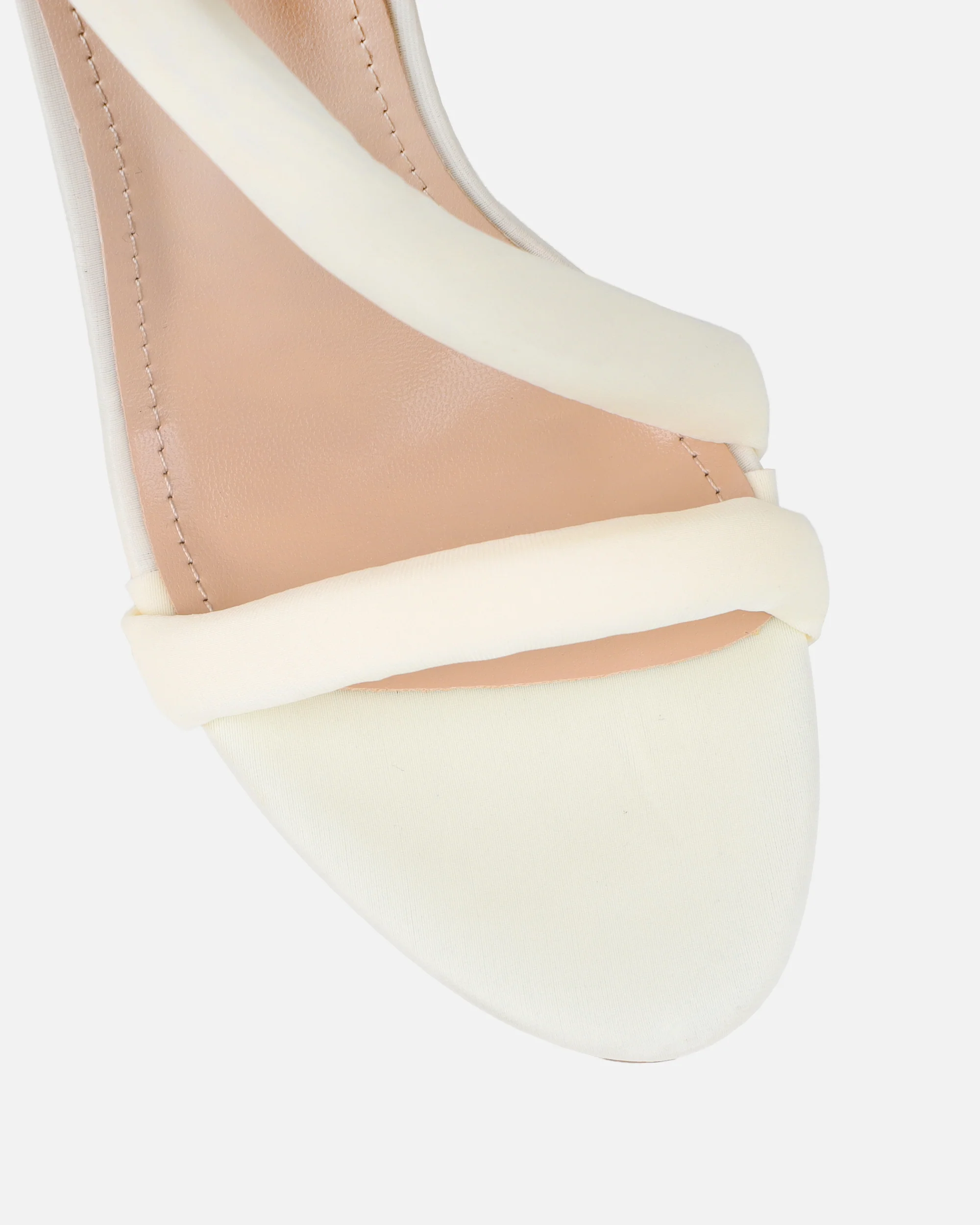 Harli Ecru Lycra Padded Heeled Sandals - Image 4