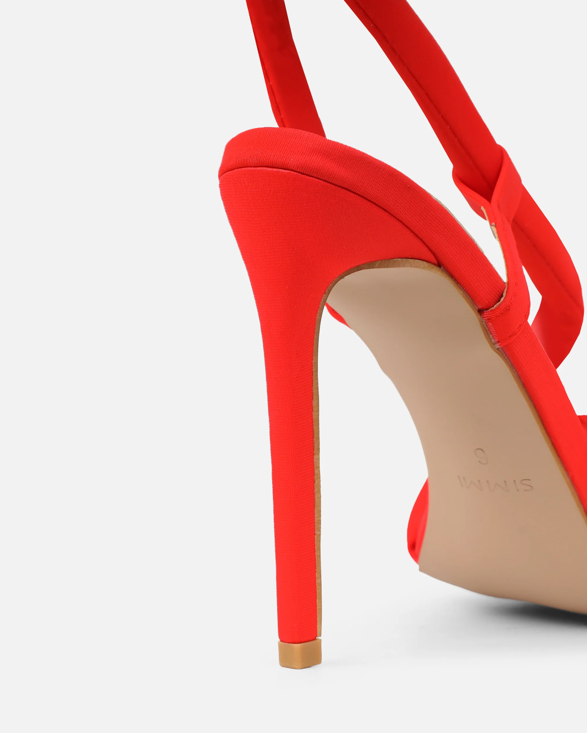 Harli Red Lycra Padded Heeled Sandals - Image 3