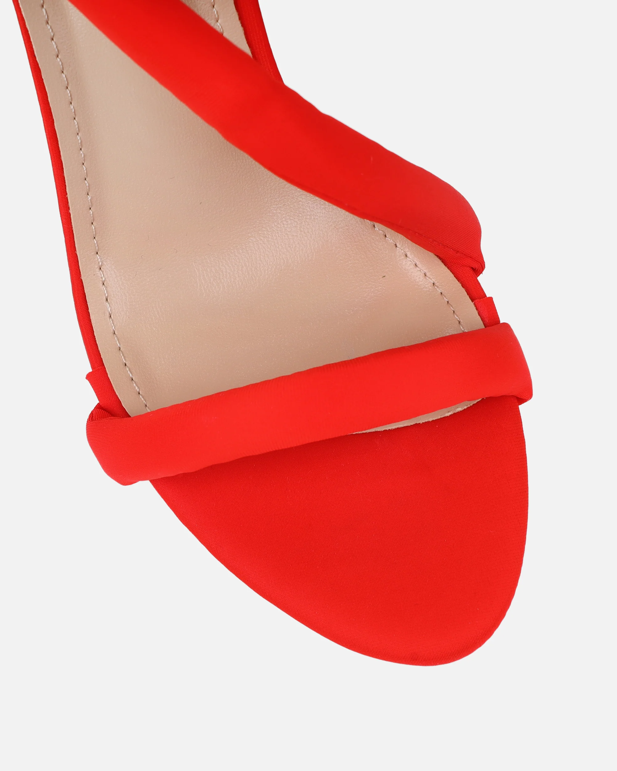 Harli Red Lycra Padded Heeled Sandals - Image 4