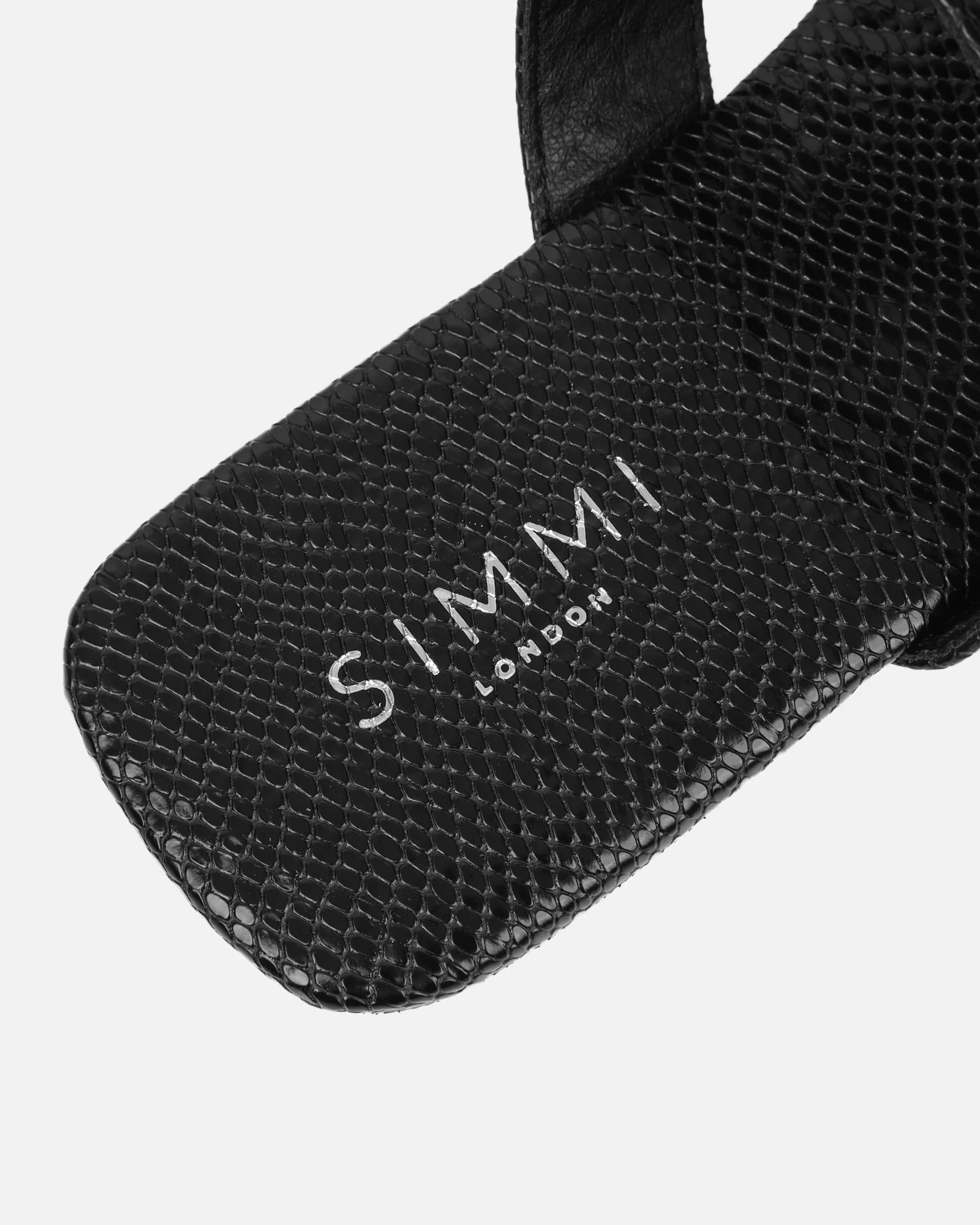 Harlowe Black Snake Buckle Detail Flat Sandals - Image 3