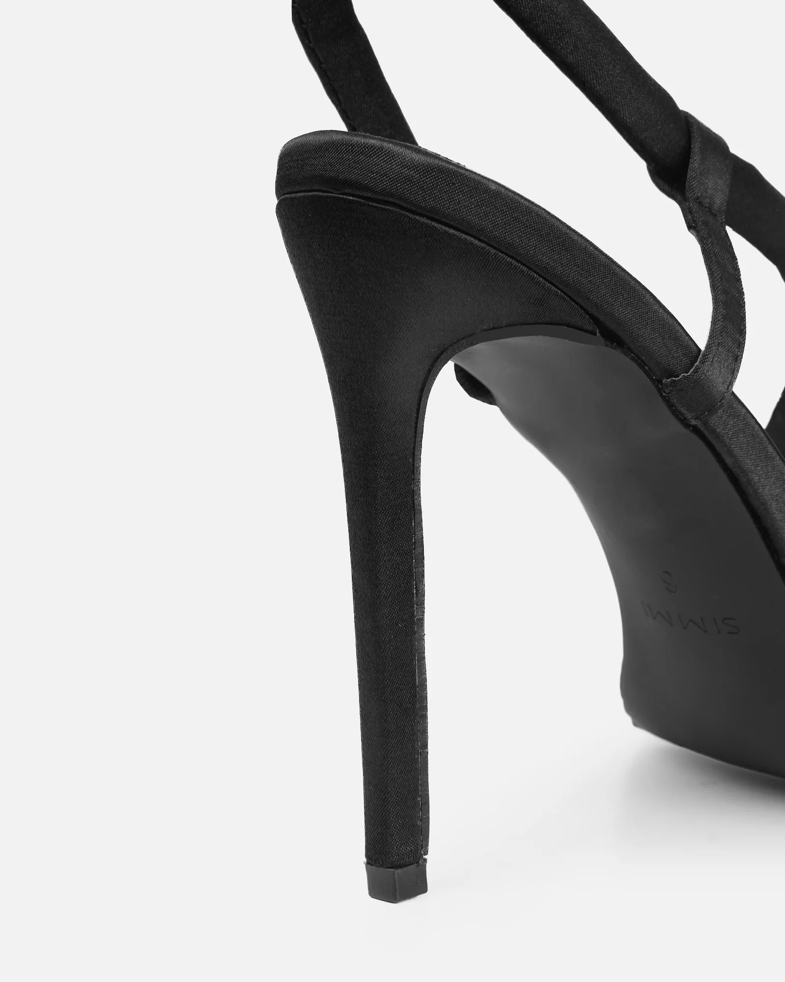 Harlyn Black Satin Padded Heeled Sandals - Image 3