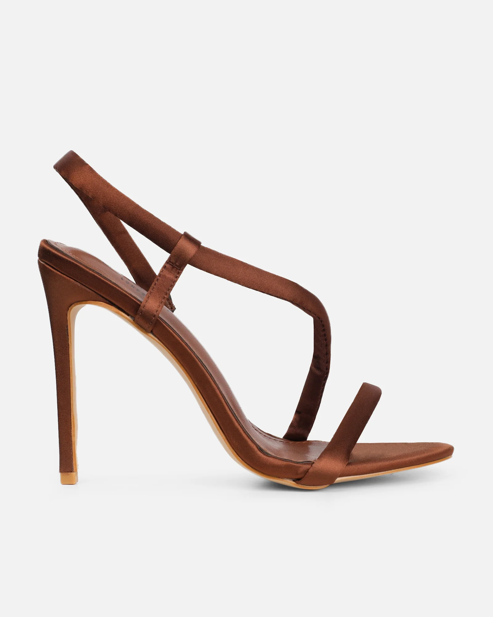 Harlyn Chocolate Brown Satin Padded Heeled Sandals - Image 2