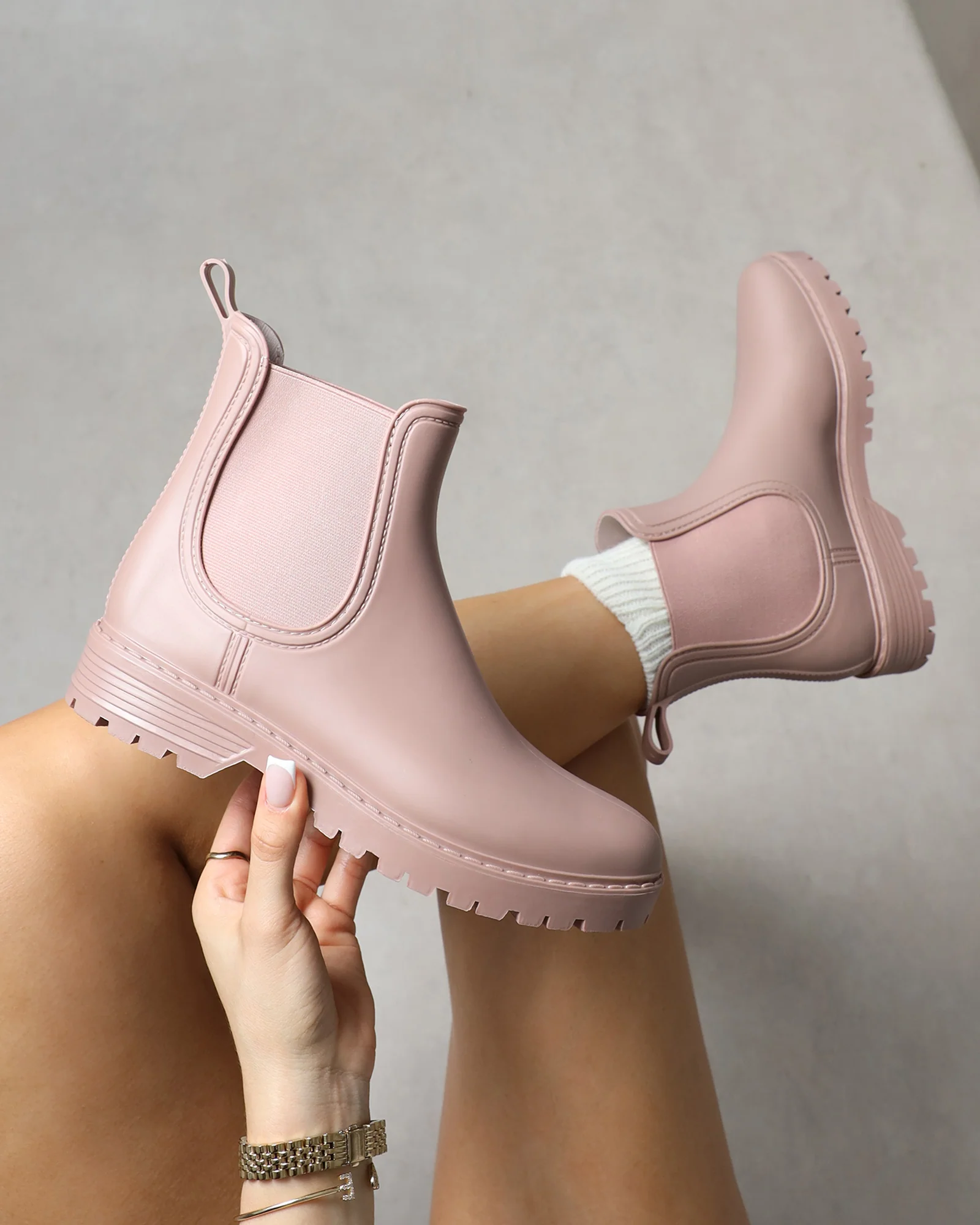 Hartley Pink Wellington Chelsea Boot