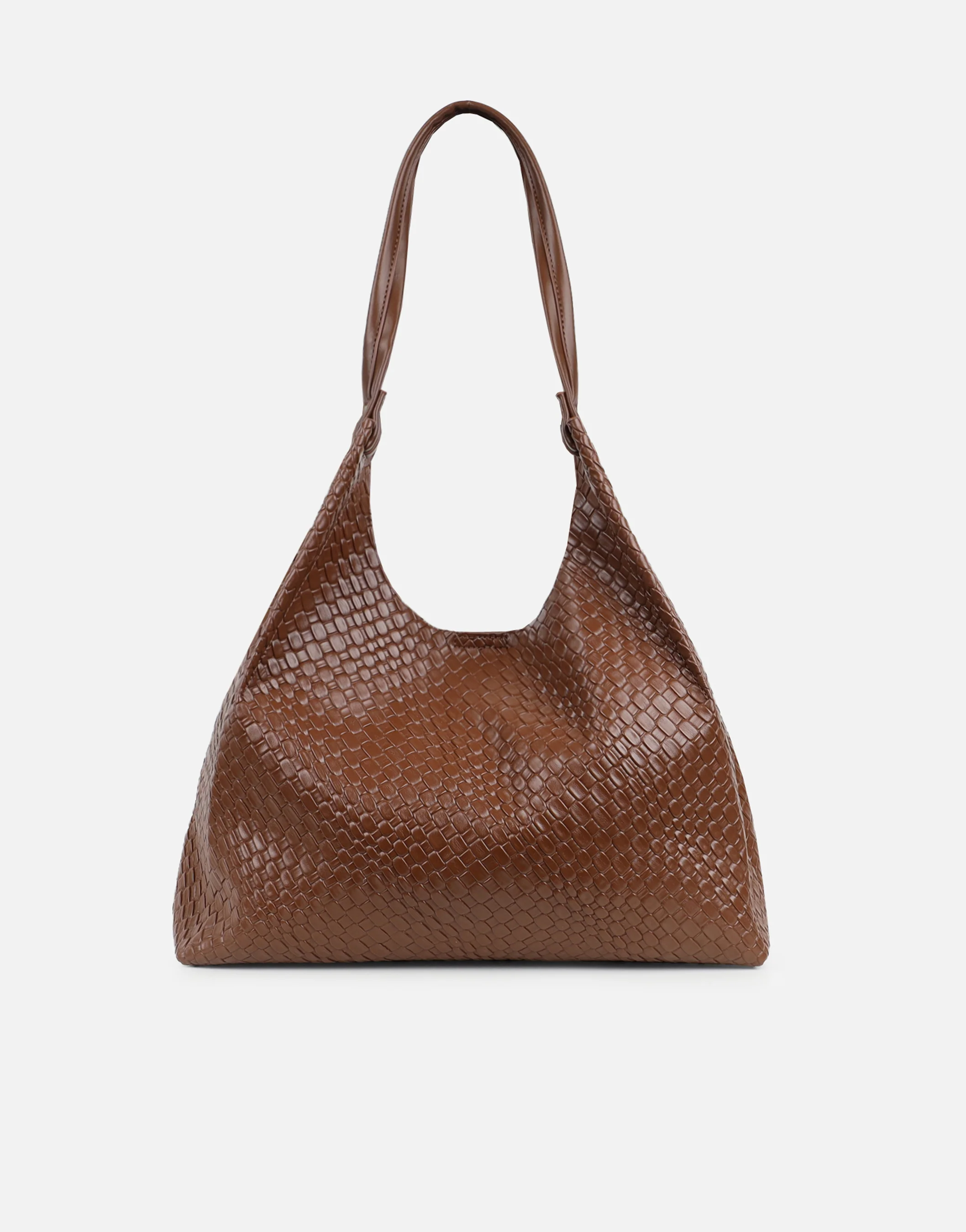 Heather Large Brown Woven Shoulder Bag - Image 3