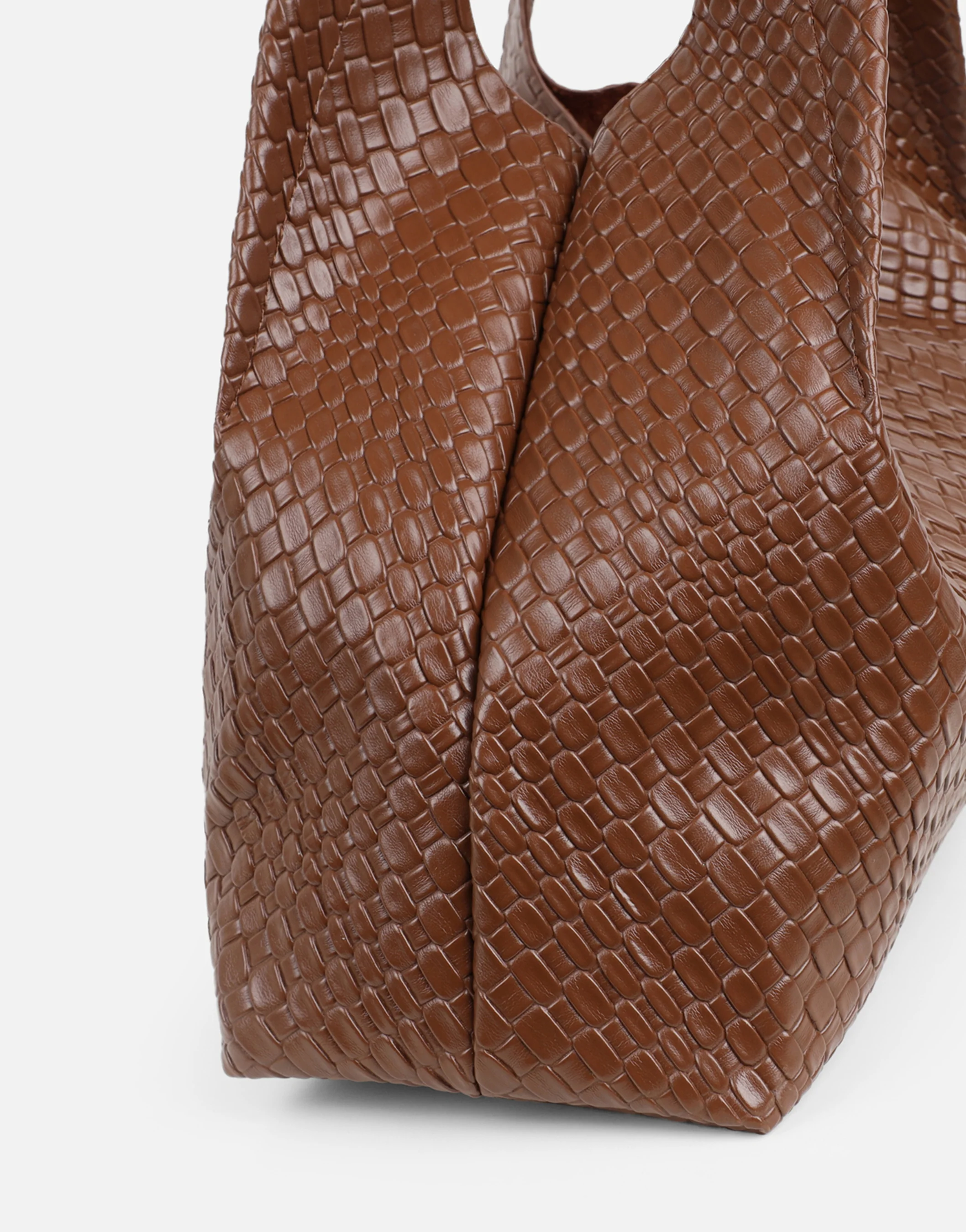 Heather Large Brown Woven Shoulder Bag - Image 4
