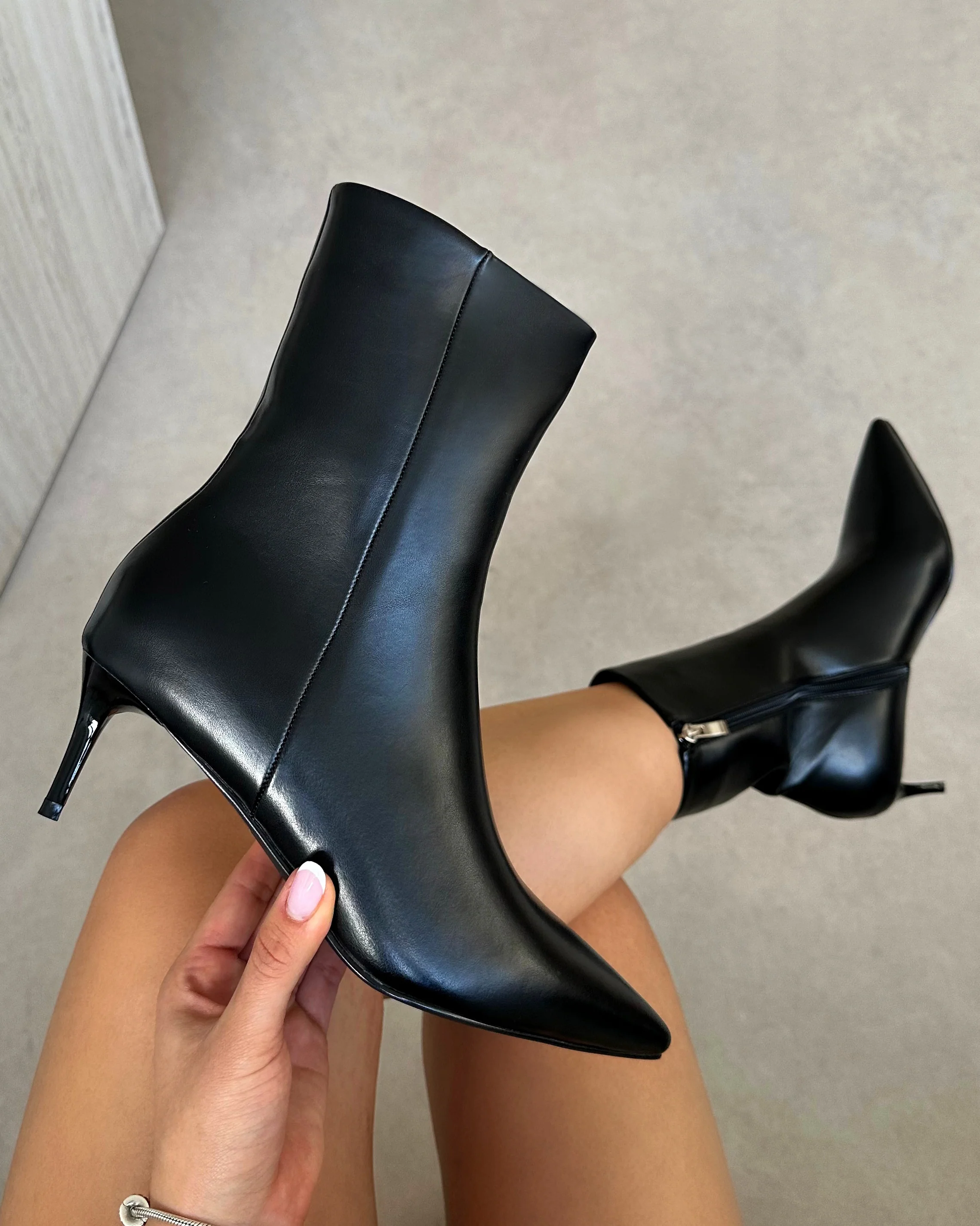Huxley Black Low Heel Ankle Boots