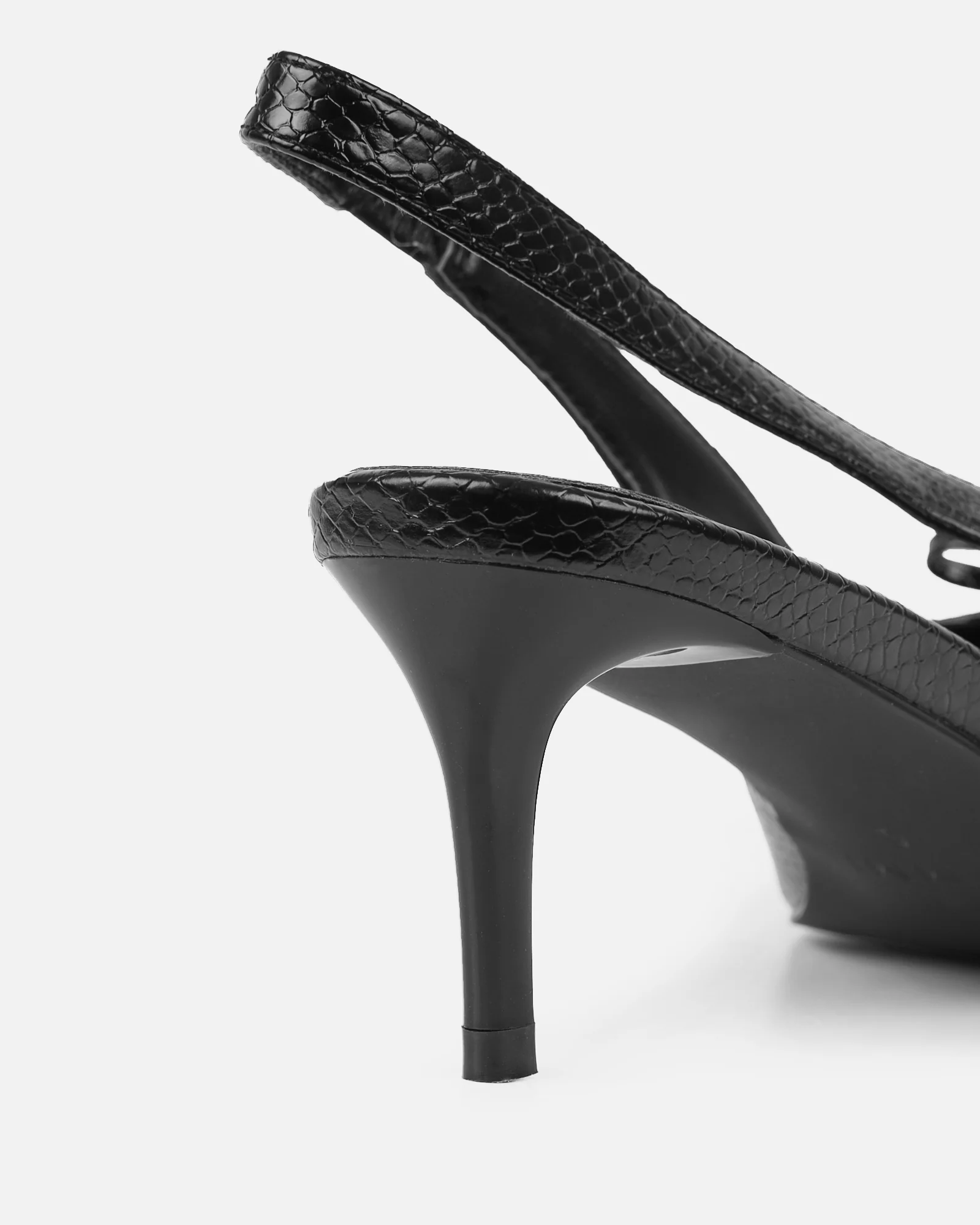 Huxx Black Faux Snake Effect Lace Up Low Court Shoes - Image 3
