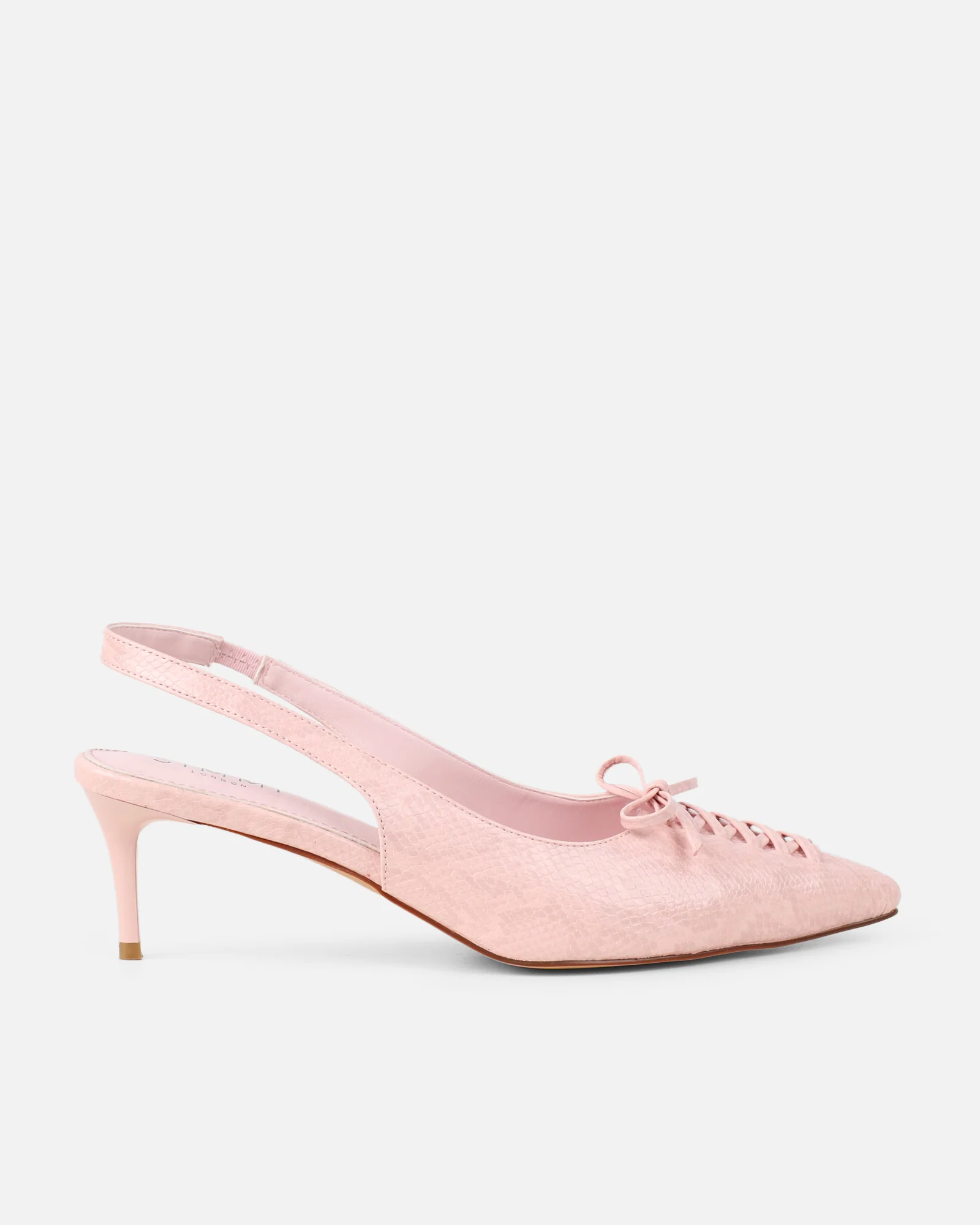 Huxx Pink Faux Snake Lace Detail Low Court Shoes - Image 2