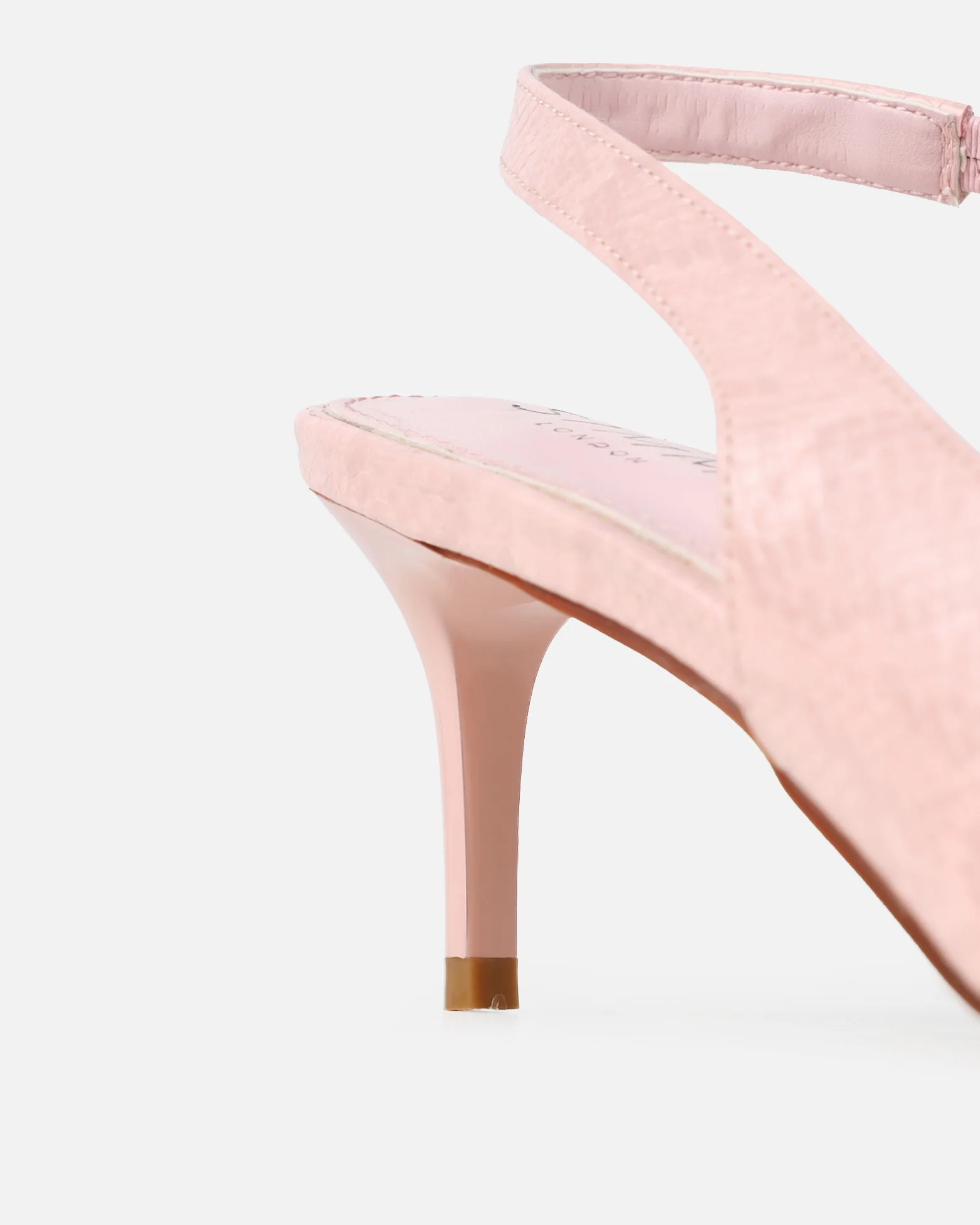 Huxx Pink Faux Snake Lace Detail Low Court Shoes - Image 3