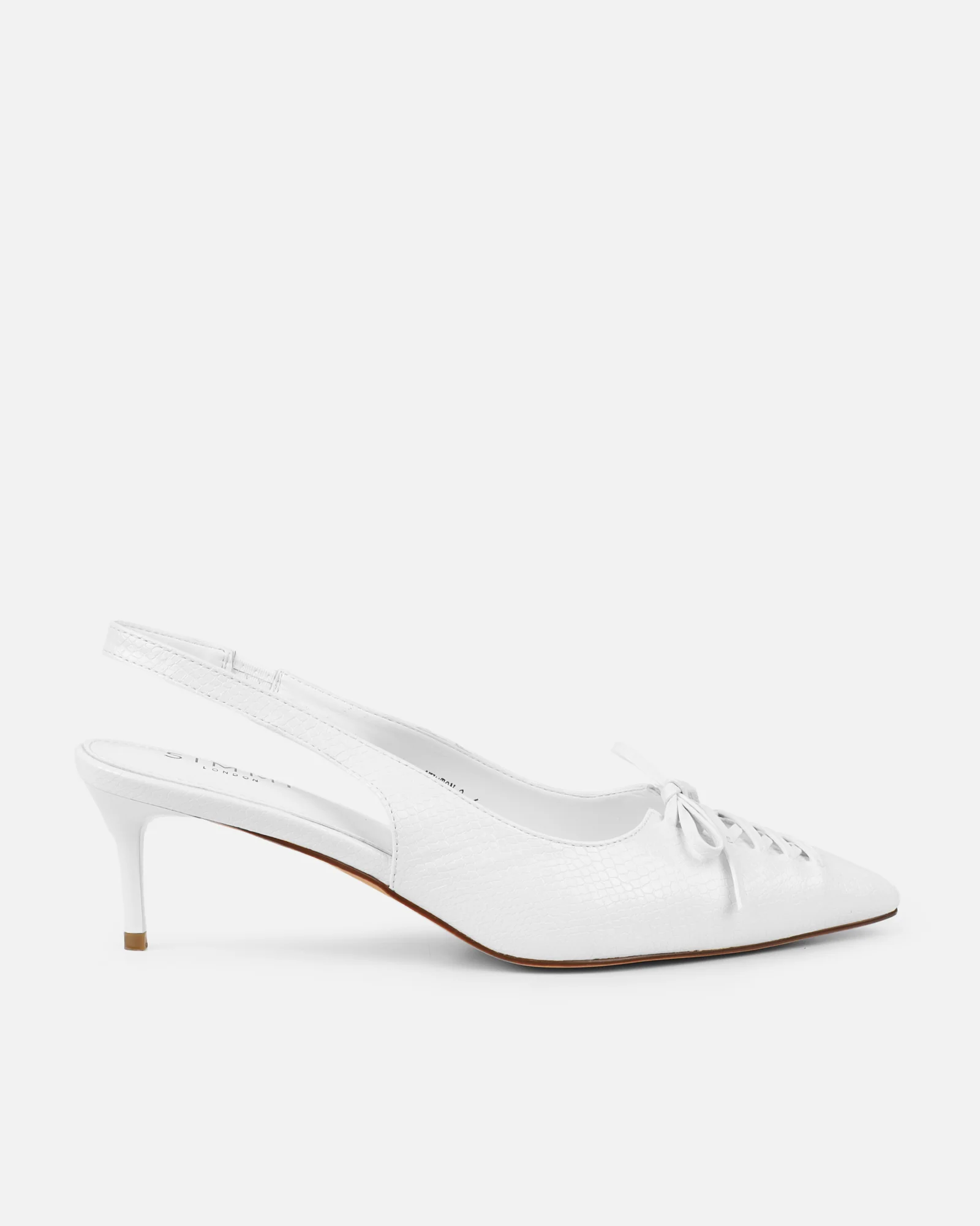 Huxx White Faux Snake Effect Lace Up Low Court Shoes - Image 2