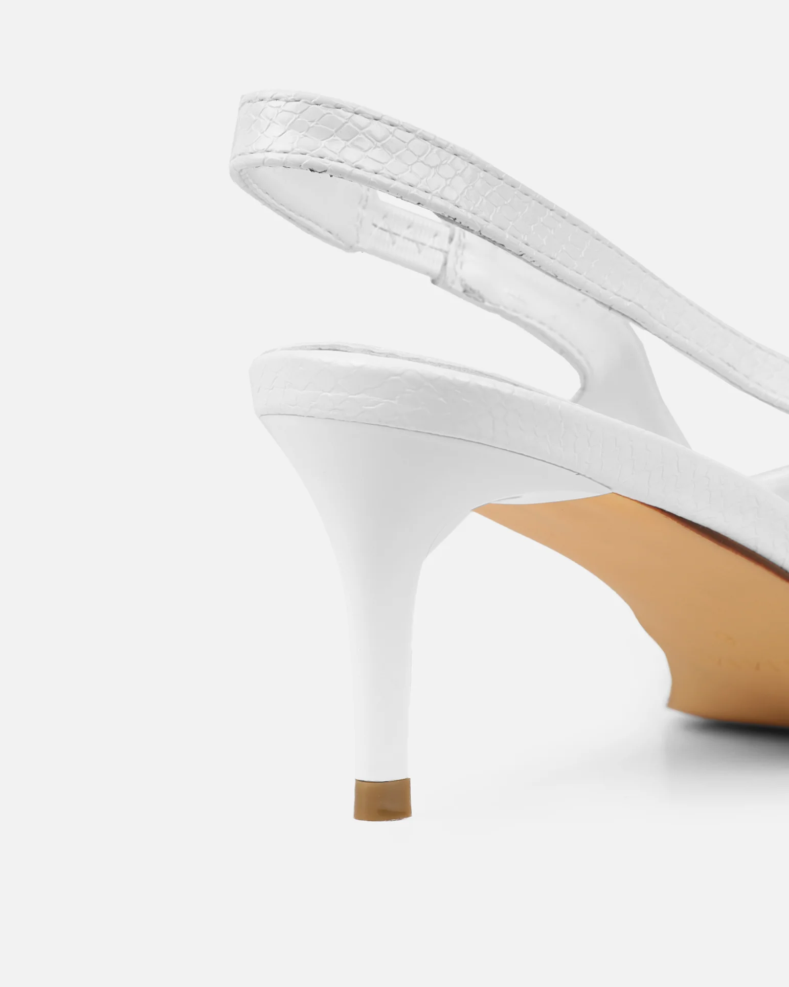 Huxx White Faux Snake Effect Lace Up Low Court Shoes - Image 3