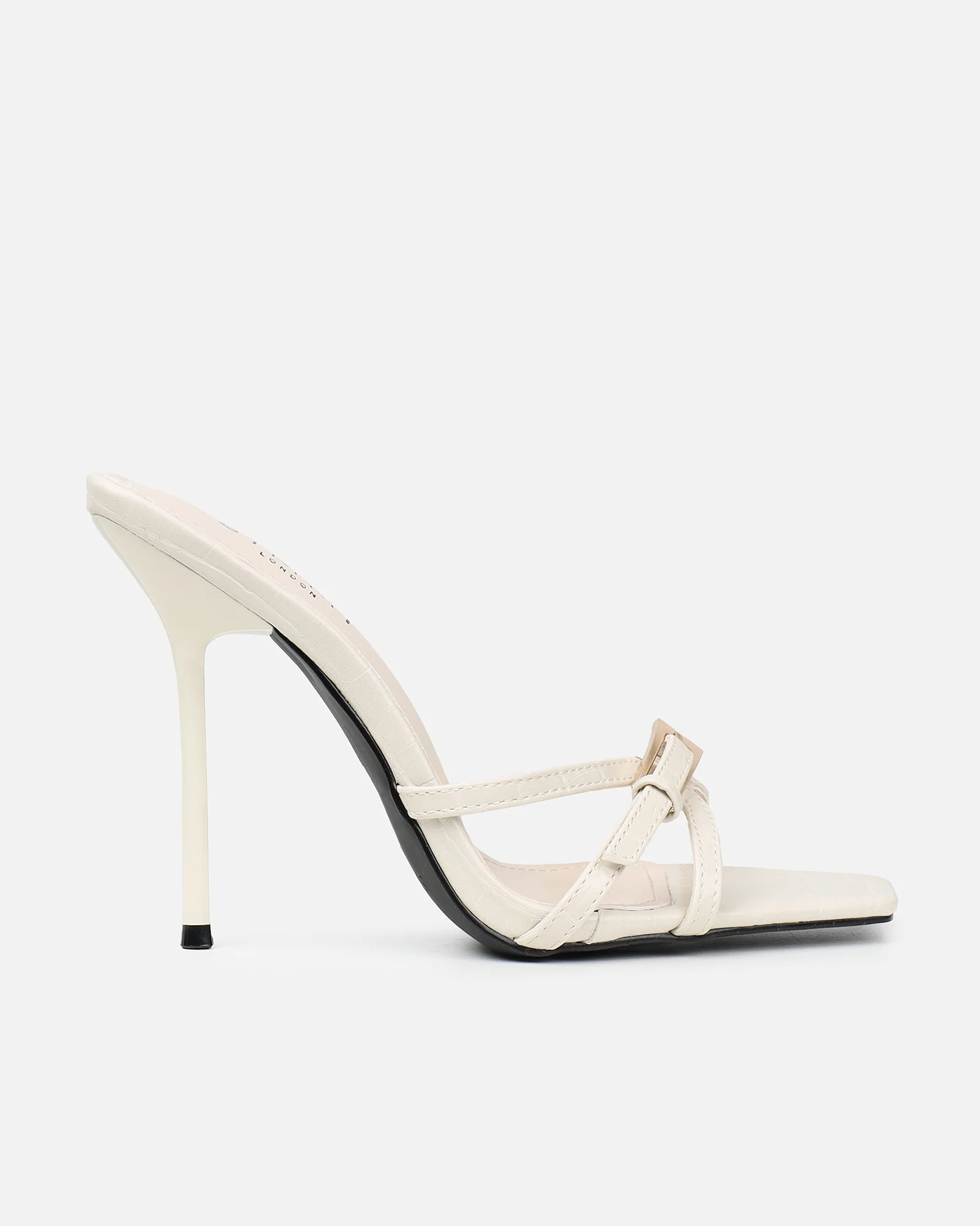 Imaan Stone Croc Effect Buckle Heeled Sandals - Image 2