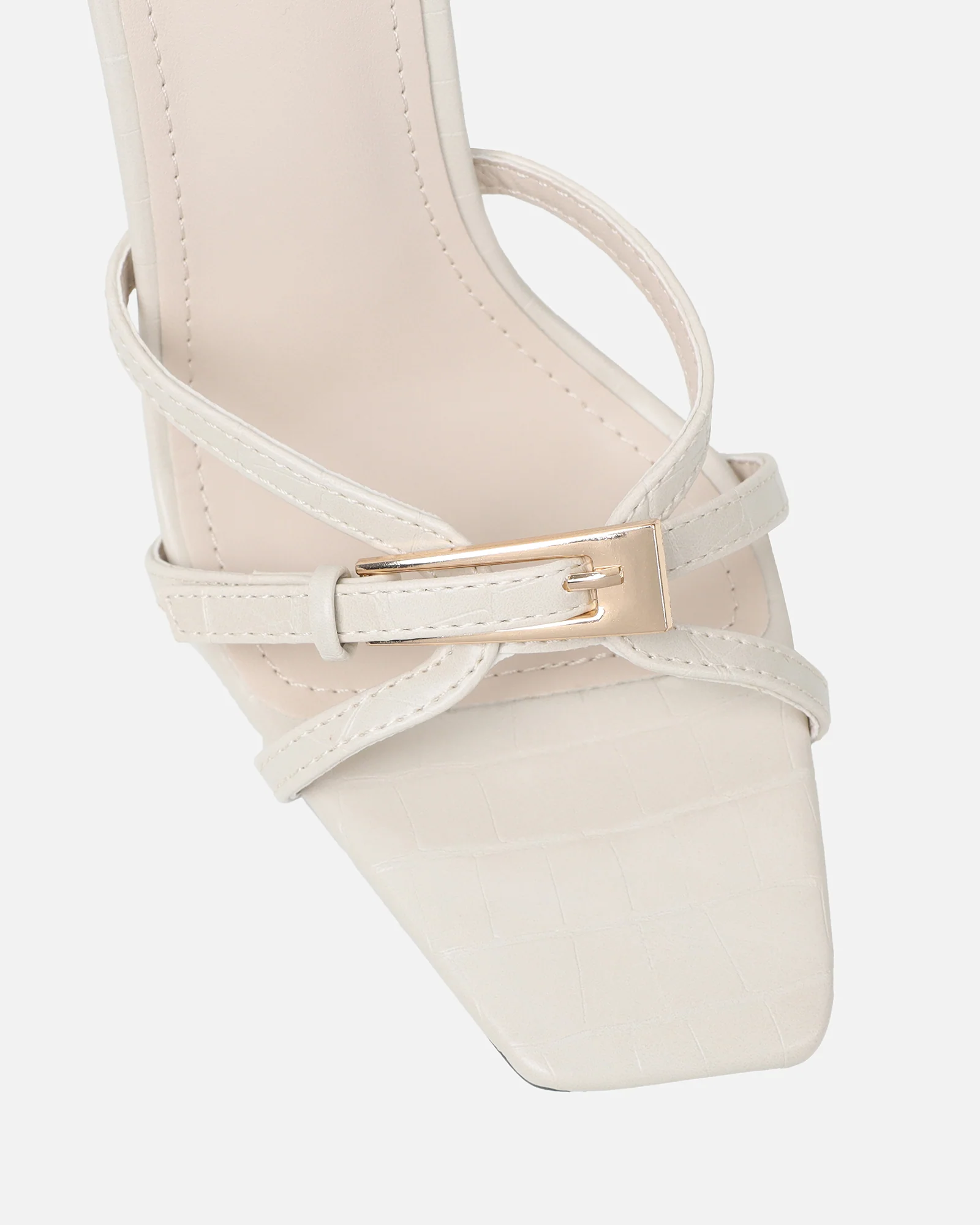 Imaan Stone Croc Effect Buckle Heeled Sandals - Image 4