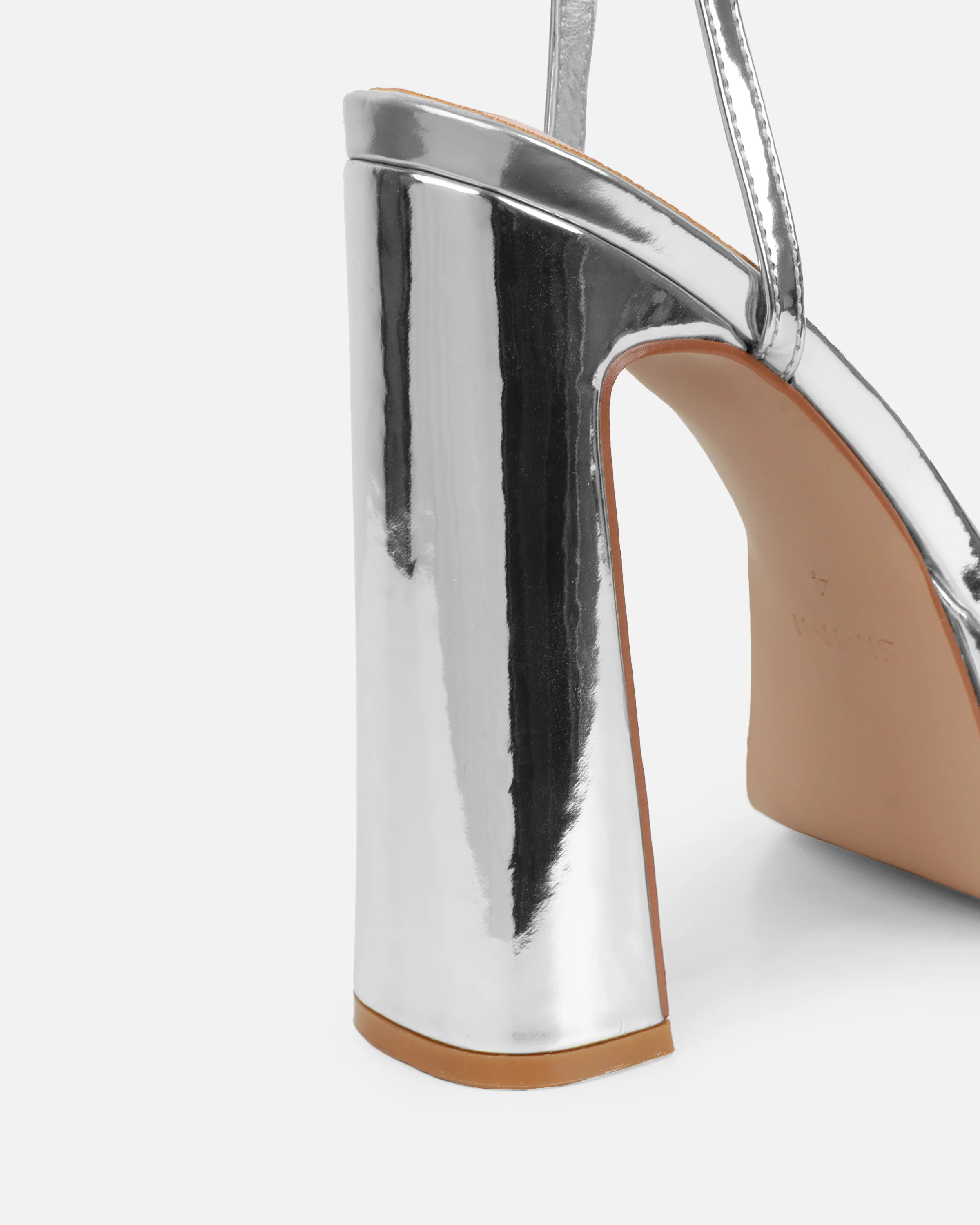 Immogen Clear Silver Mirror Diamante Platform Heels - Image 3