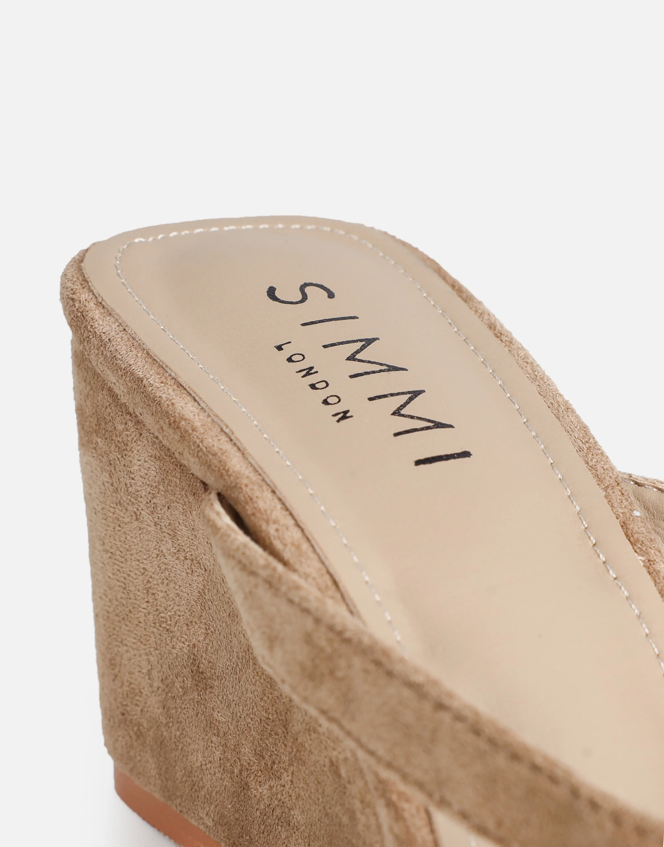 Immy Dark Beige Suede Toe Post Wedge Sandals - Image 3