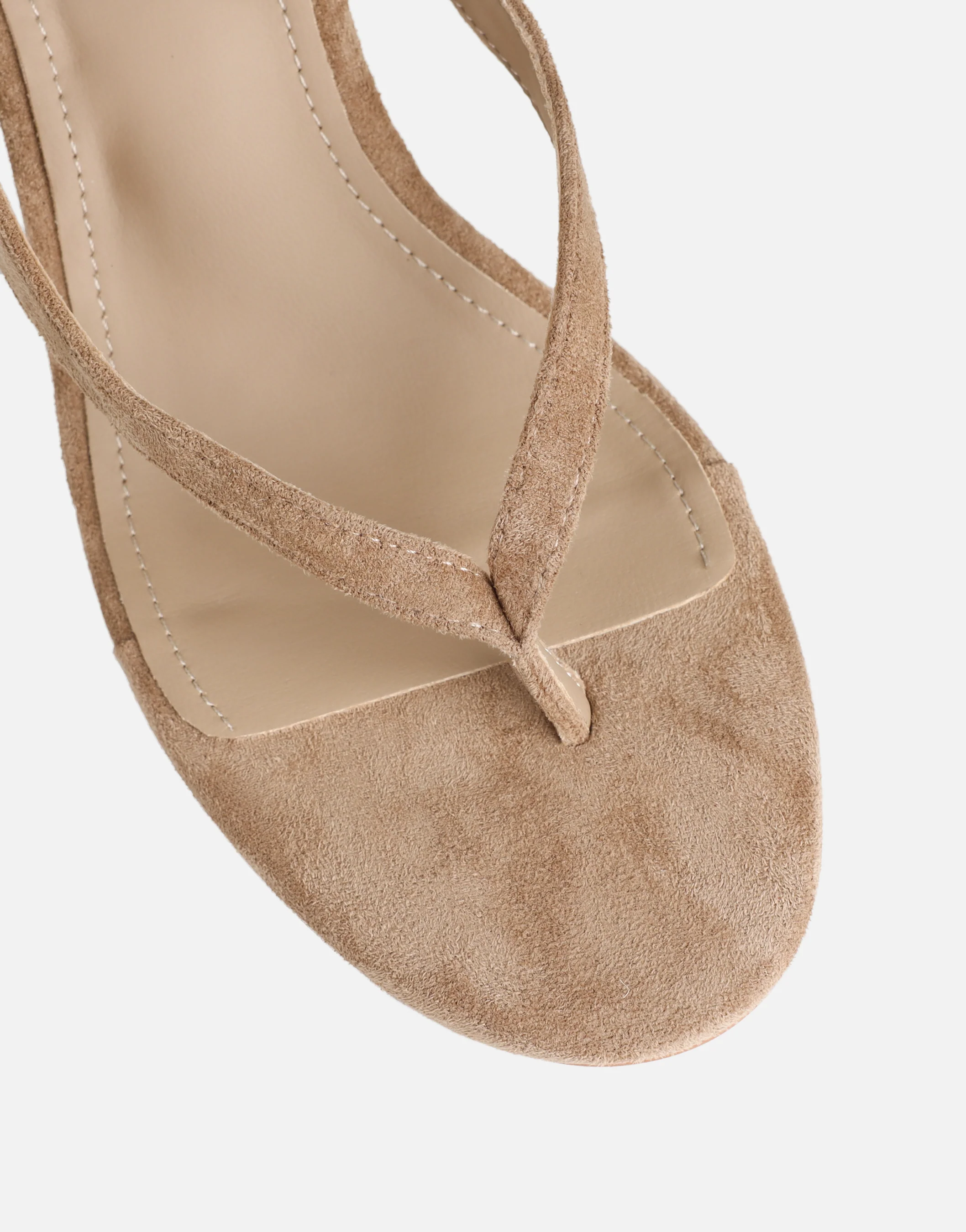 Immy Dark Beige Suede Toe Post Wedge Sandals - Image 4