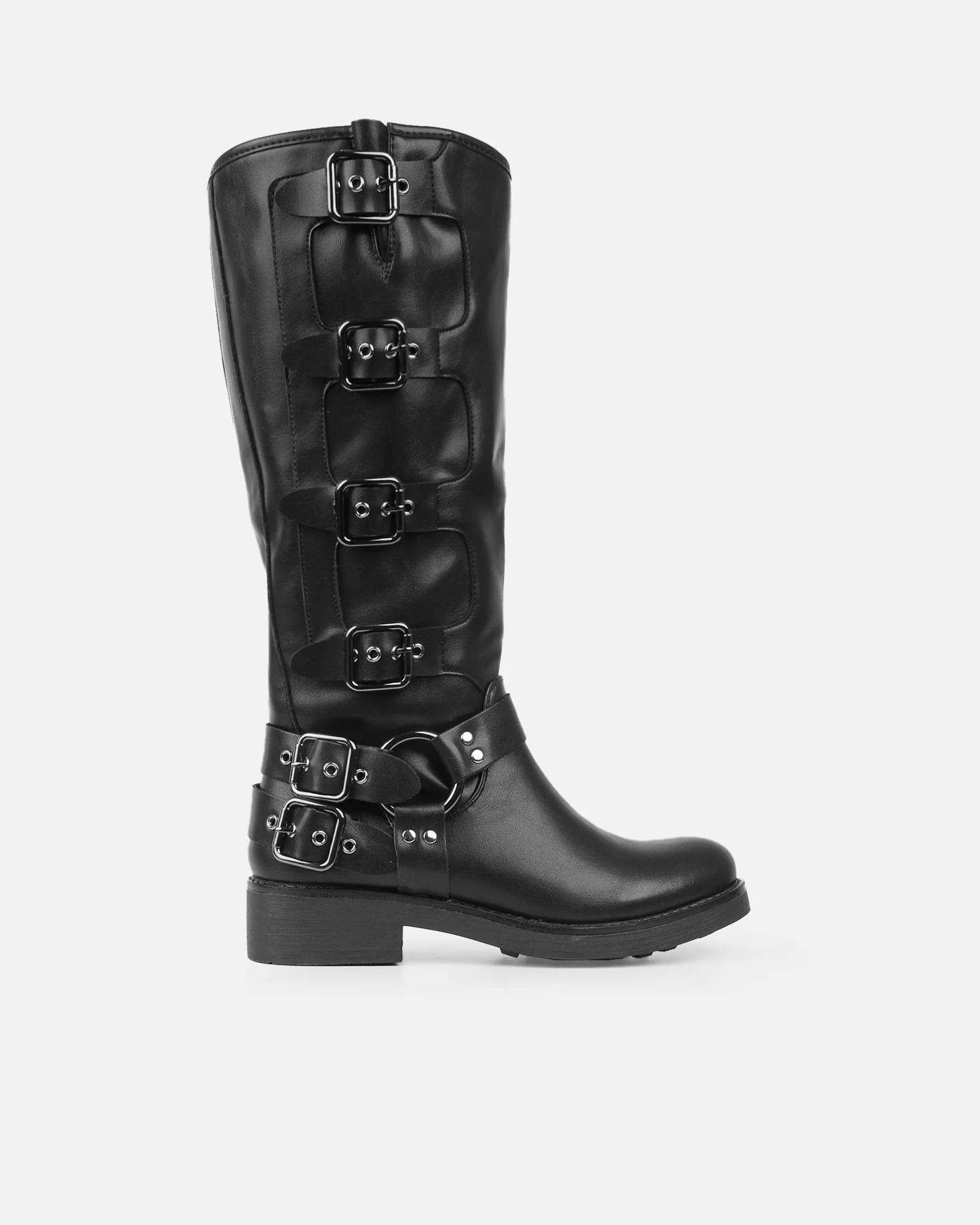 Indiana Black Strap Detail Biker Boots - Image 2