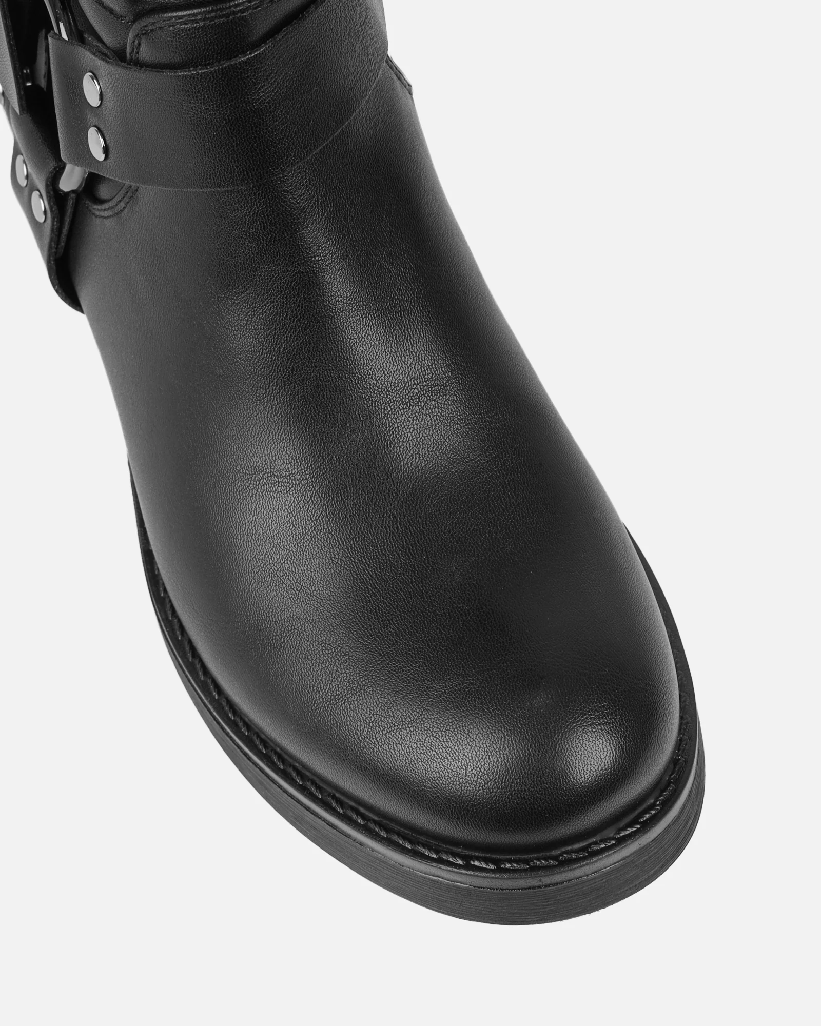 Indiana Black Strap Detail Biker Boots - Image 4
