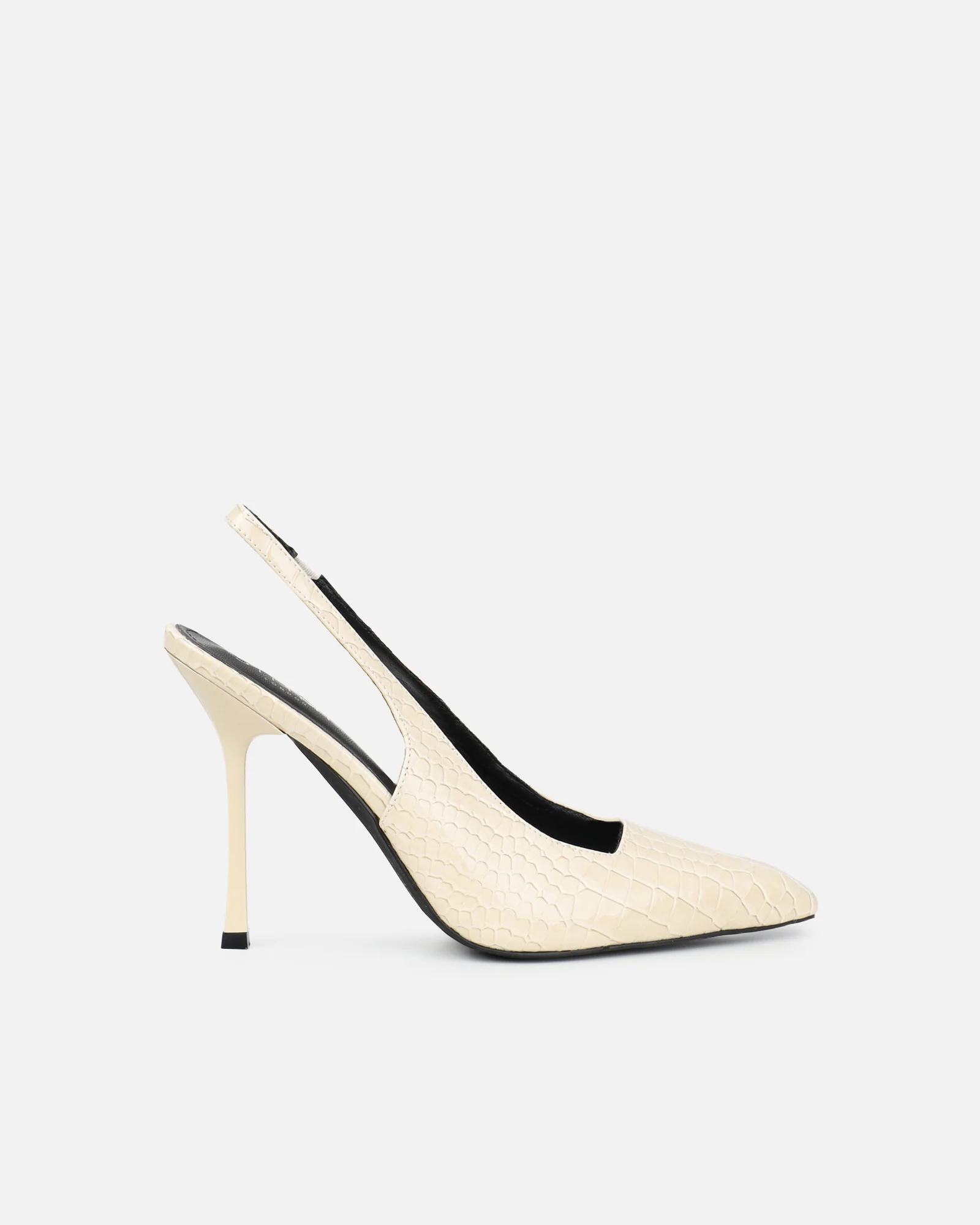 Indira Stone Croc Effect Slingback Court Shoes - Image 2