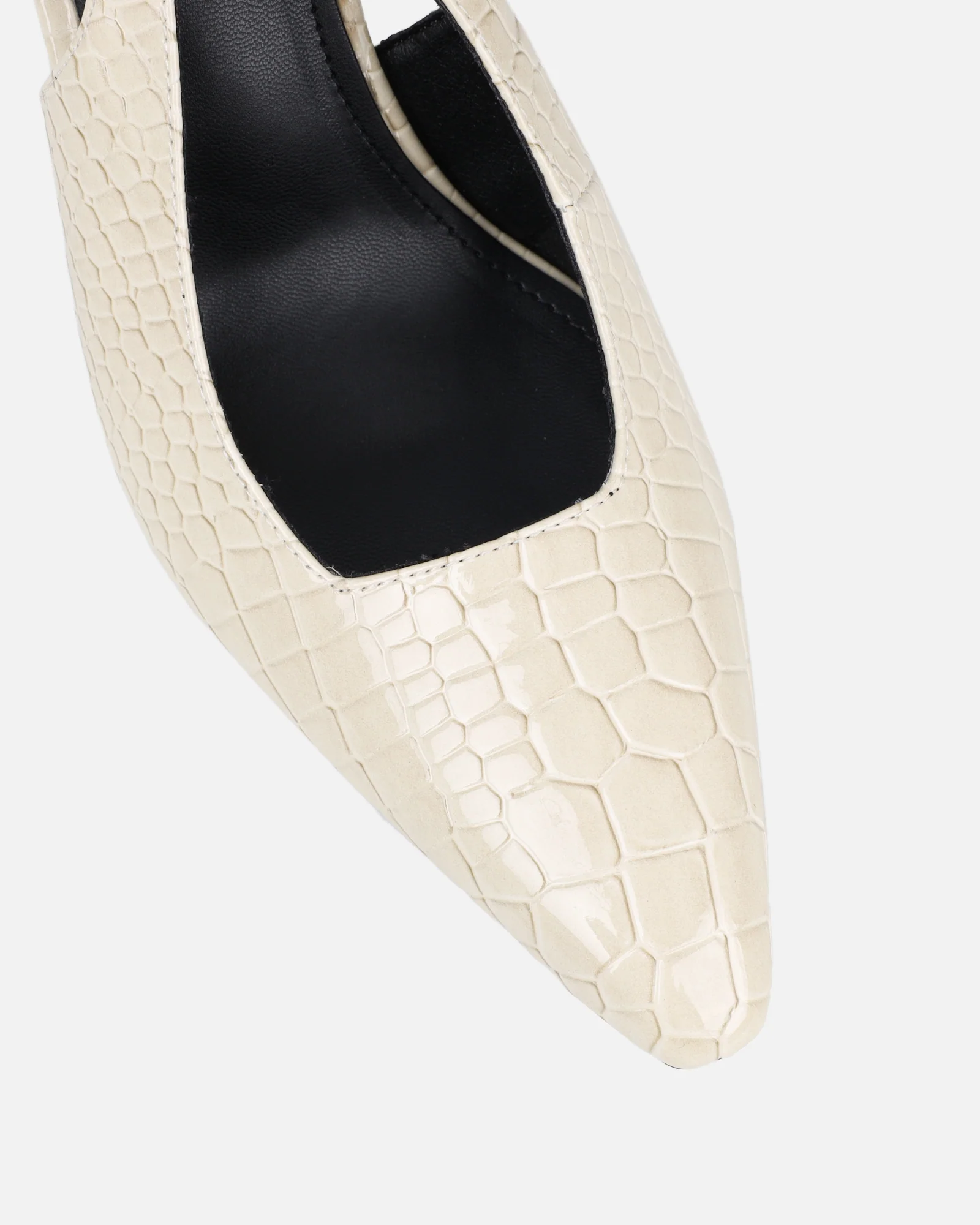 Indira Stone Croc Effect Slingback Court Shoes - Image 4
