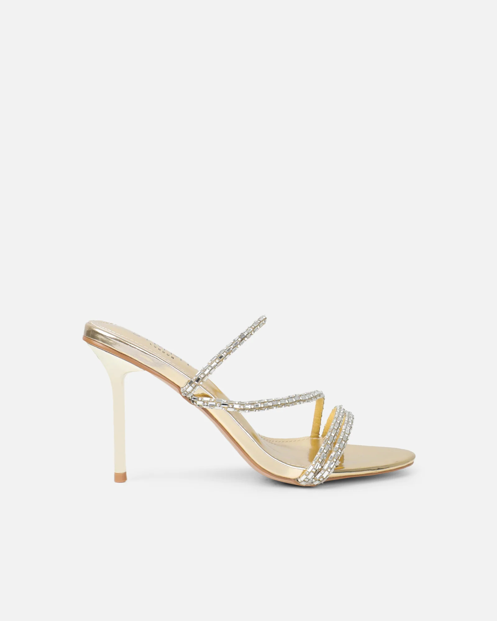 Inessa Gold Mirror Diamante Heeled Sandals - Image 2
