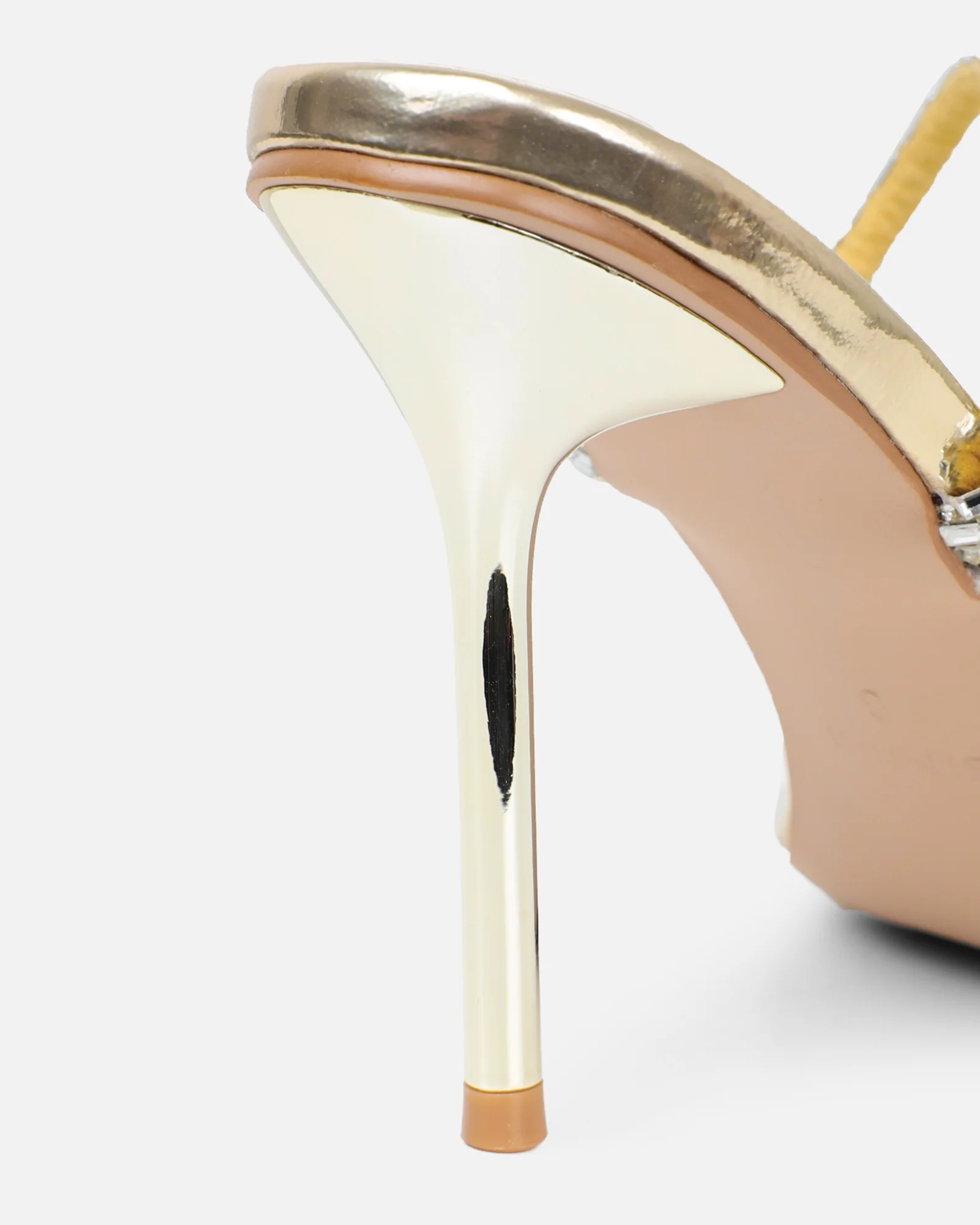 Inessa Gold Mirror Diamante Heeled Sandals - Image 3