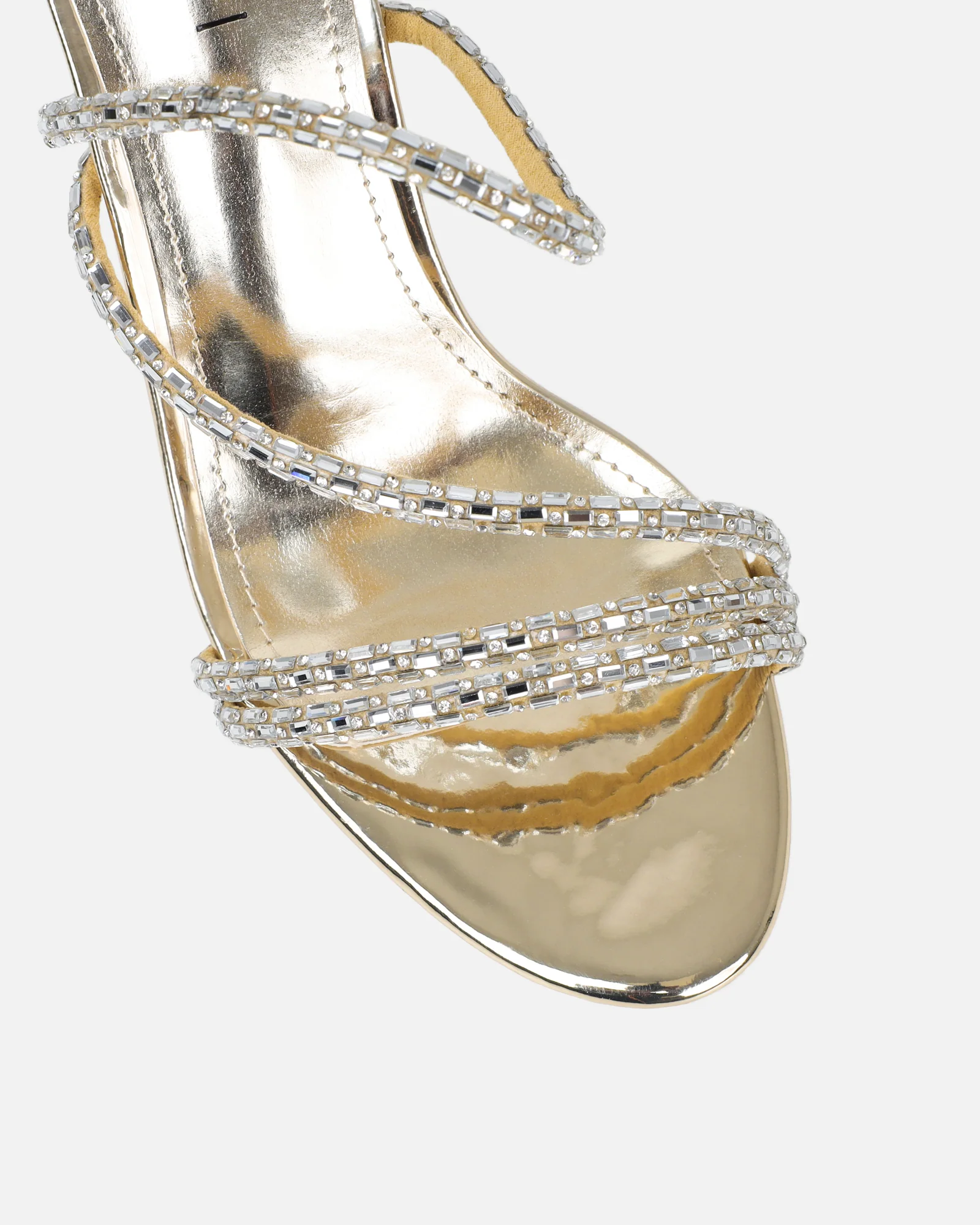 Inessa Gold Mirror Diamante Heeled Sandals - Image 4