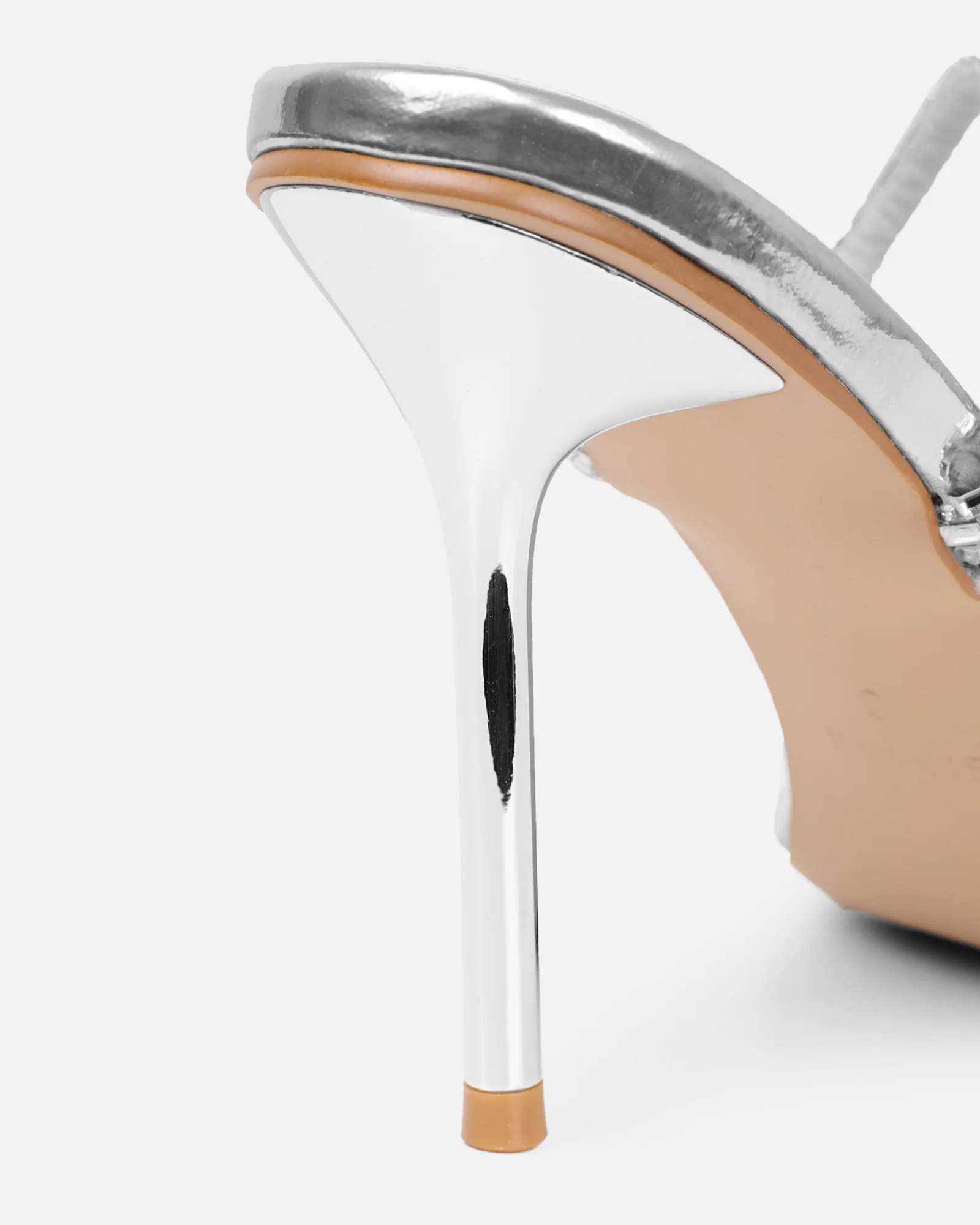 Inessa Silver Mirror Diamante Heeled Sandals - Image 3