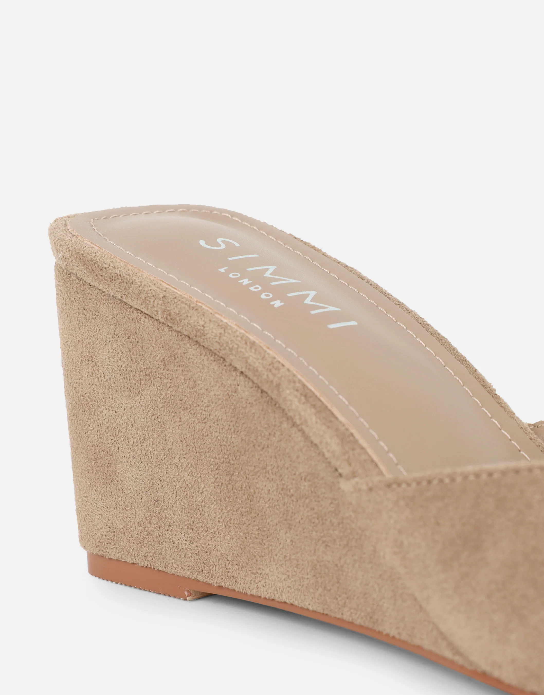 Iris Beige Suede Wedge Mules - Image 3