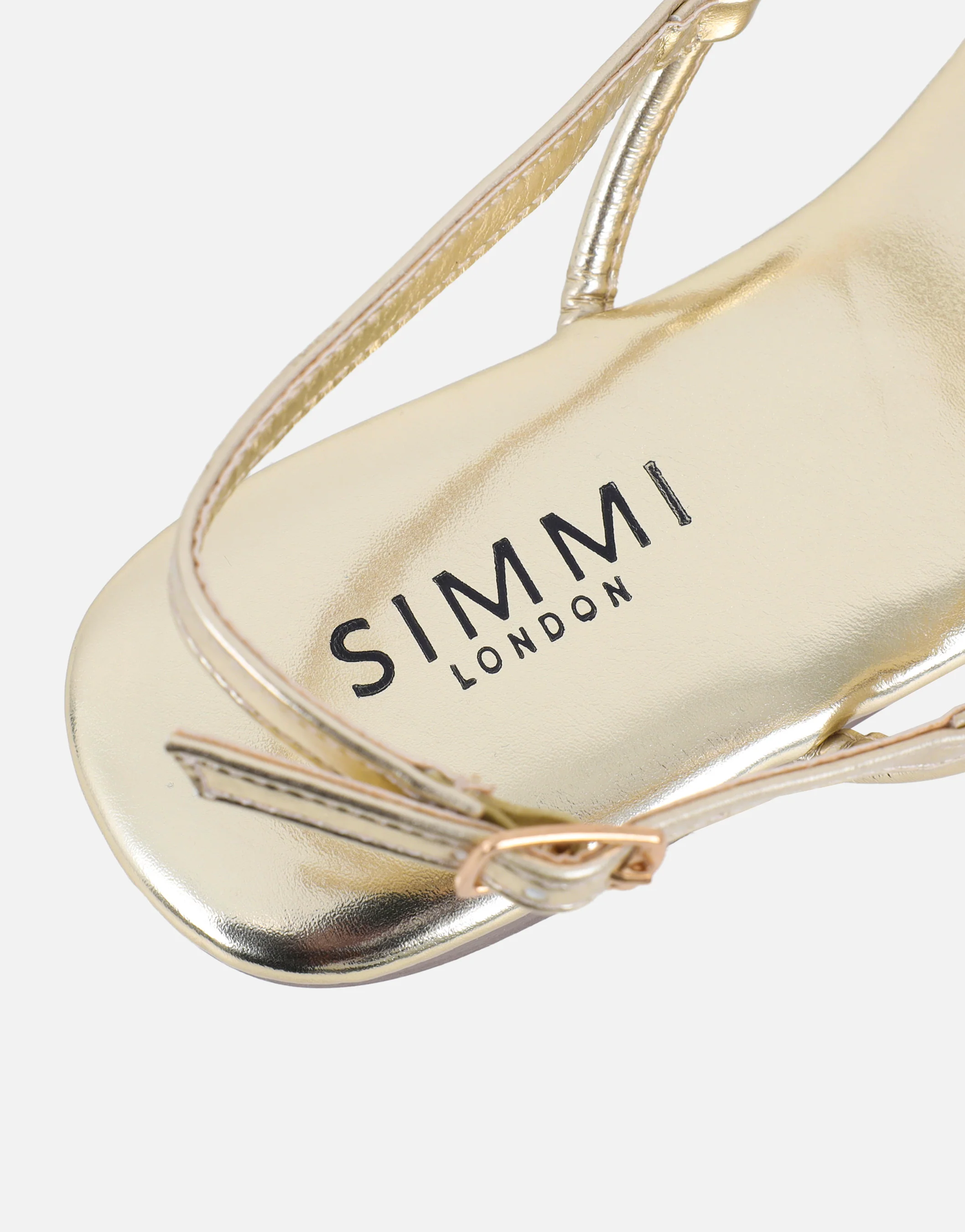 Isha Gold Metallic Beaded Flat Sandals - Image 3