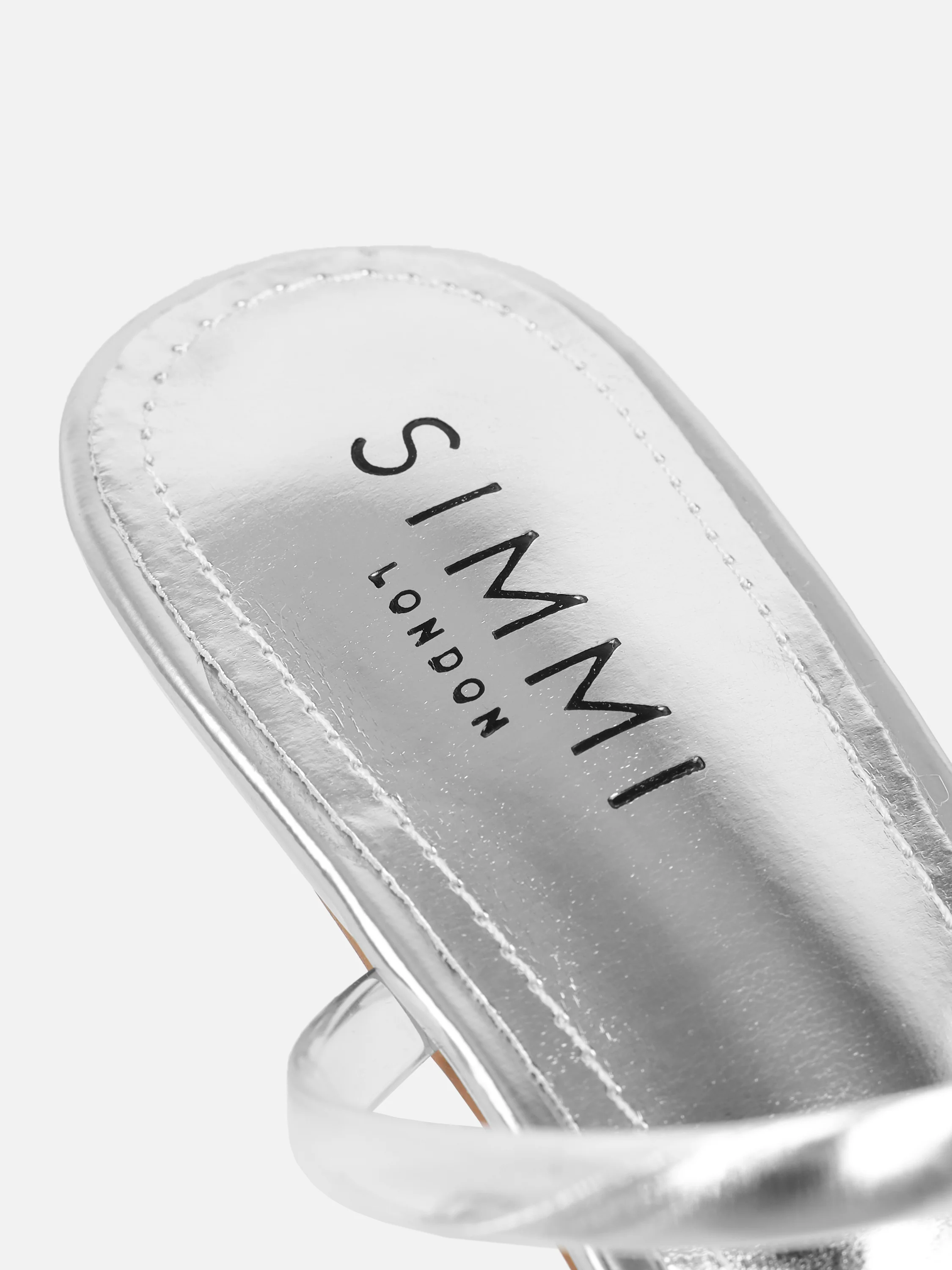 Isha Silver Metallic Diamante Mules - Image 3