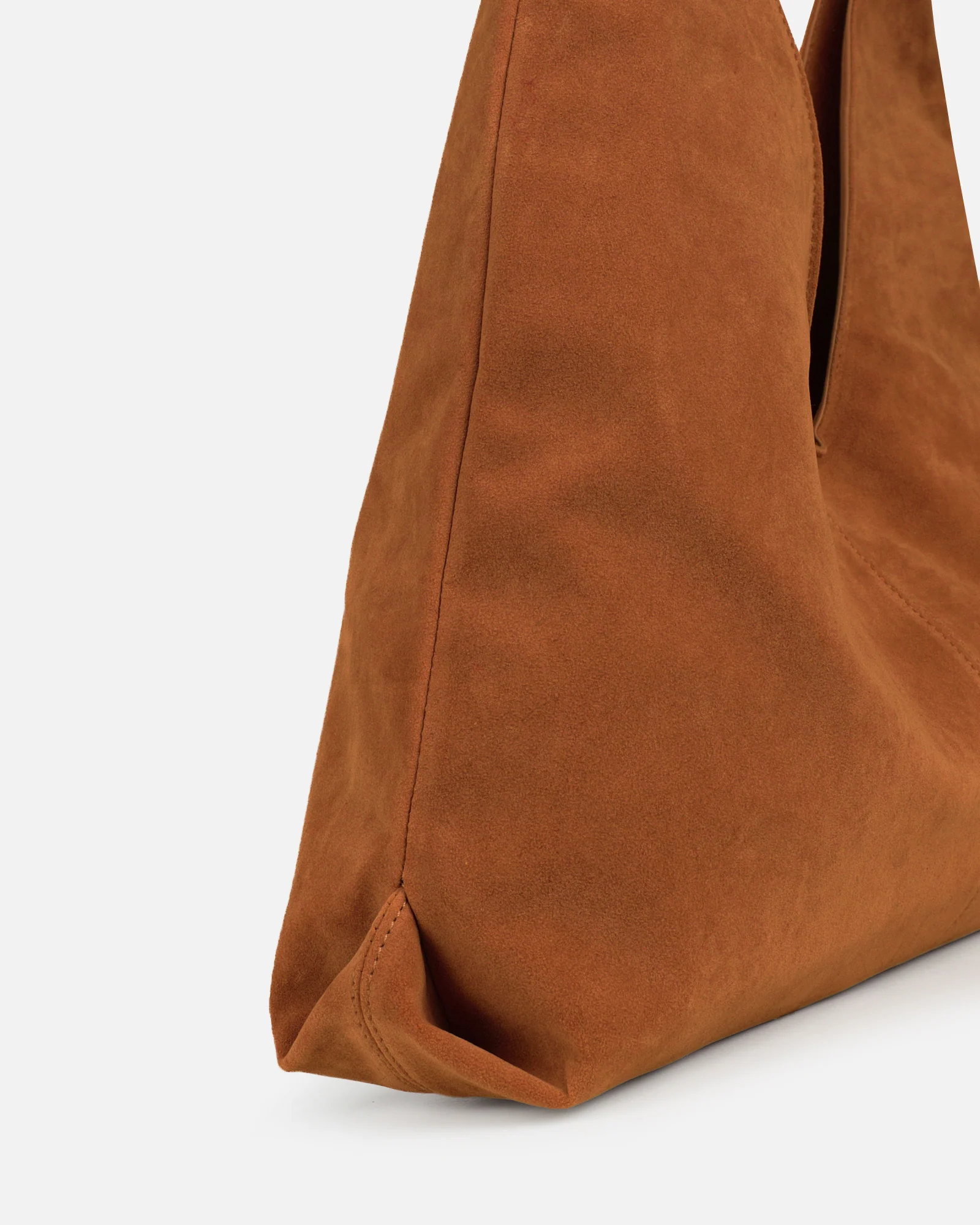 Isla Large Tan Faux Suede Shoulder Bag - Image 4