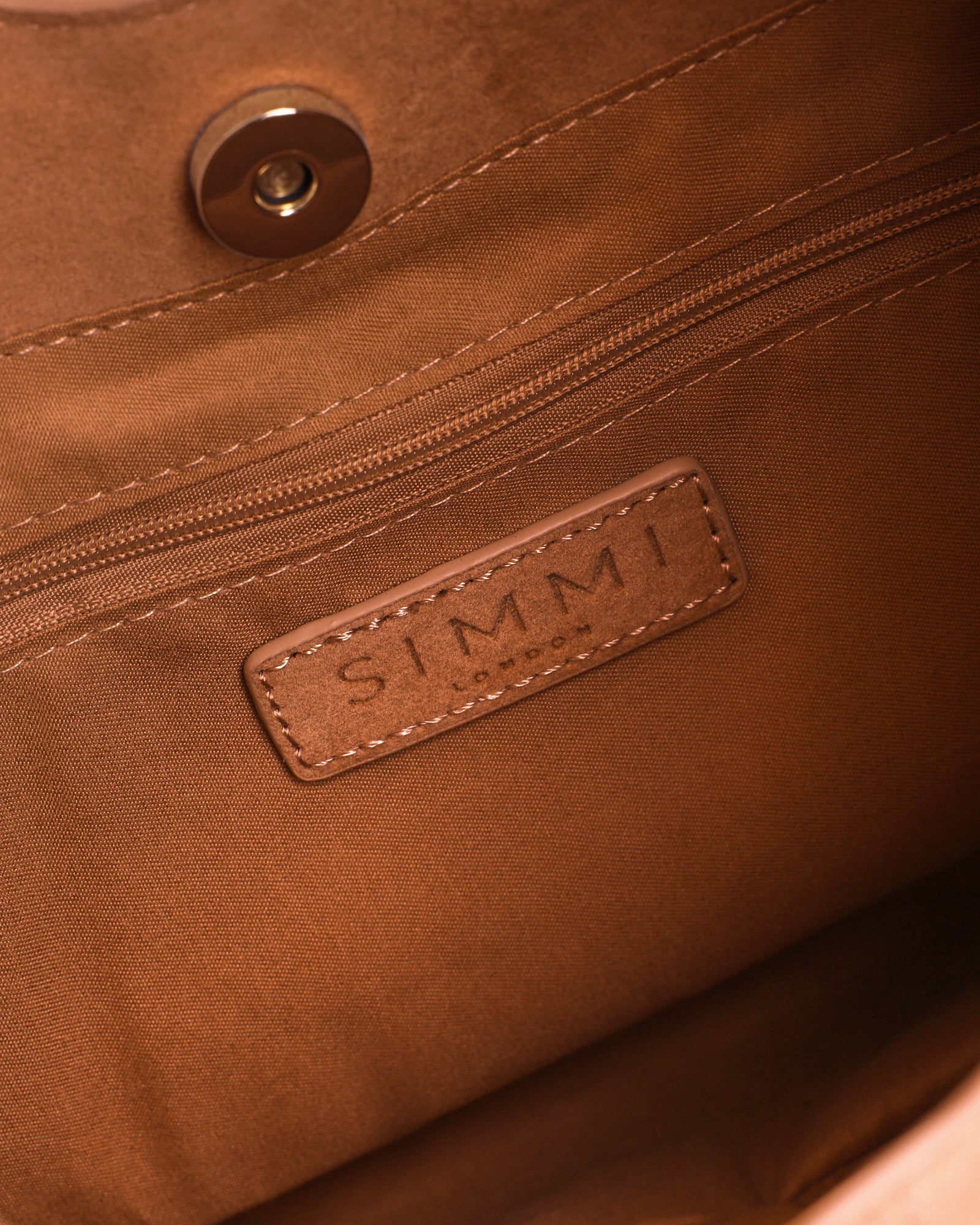 Isla Large Tan Faux Suede Shoulder Bag - Image 5