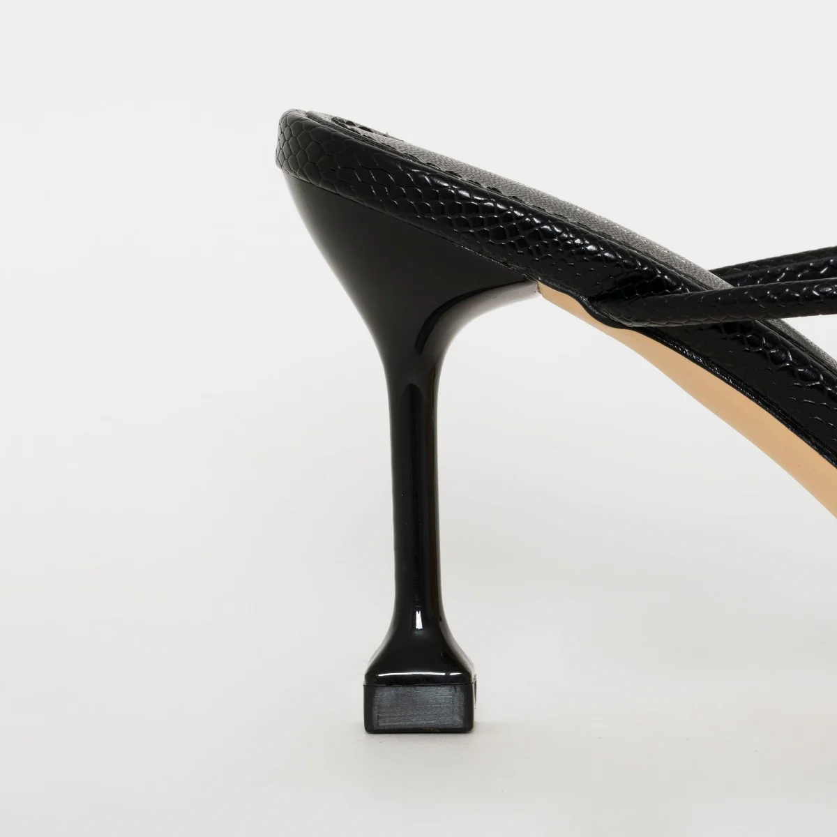 Jada Wide Fit Black Snake Print Strappy Midi Heel Mules - Image 3