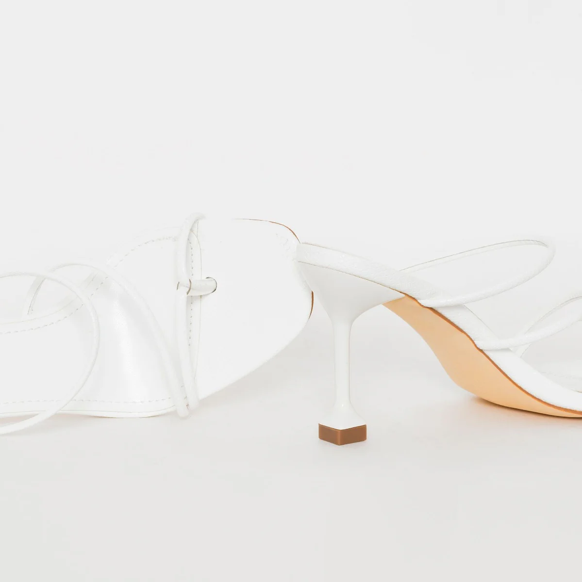 Jada Wide Fit White Snake Print Strappy Midi Heel Mules - Image 2