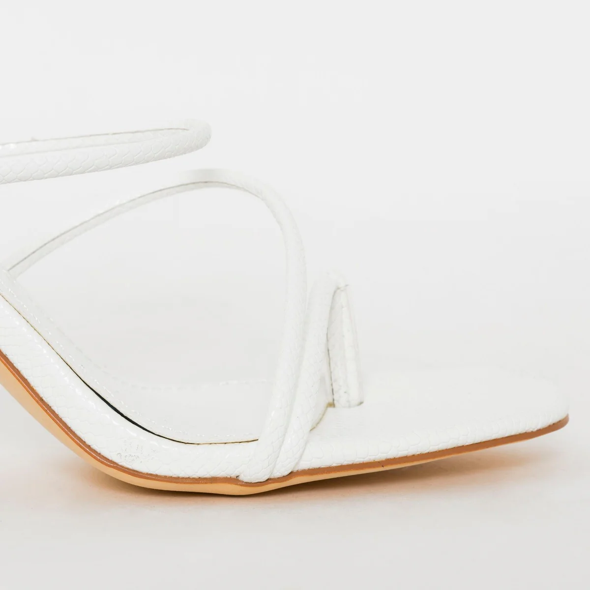 Jada Wide Fit White Snake Print Strappy Midi Heel Mules - Image 4