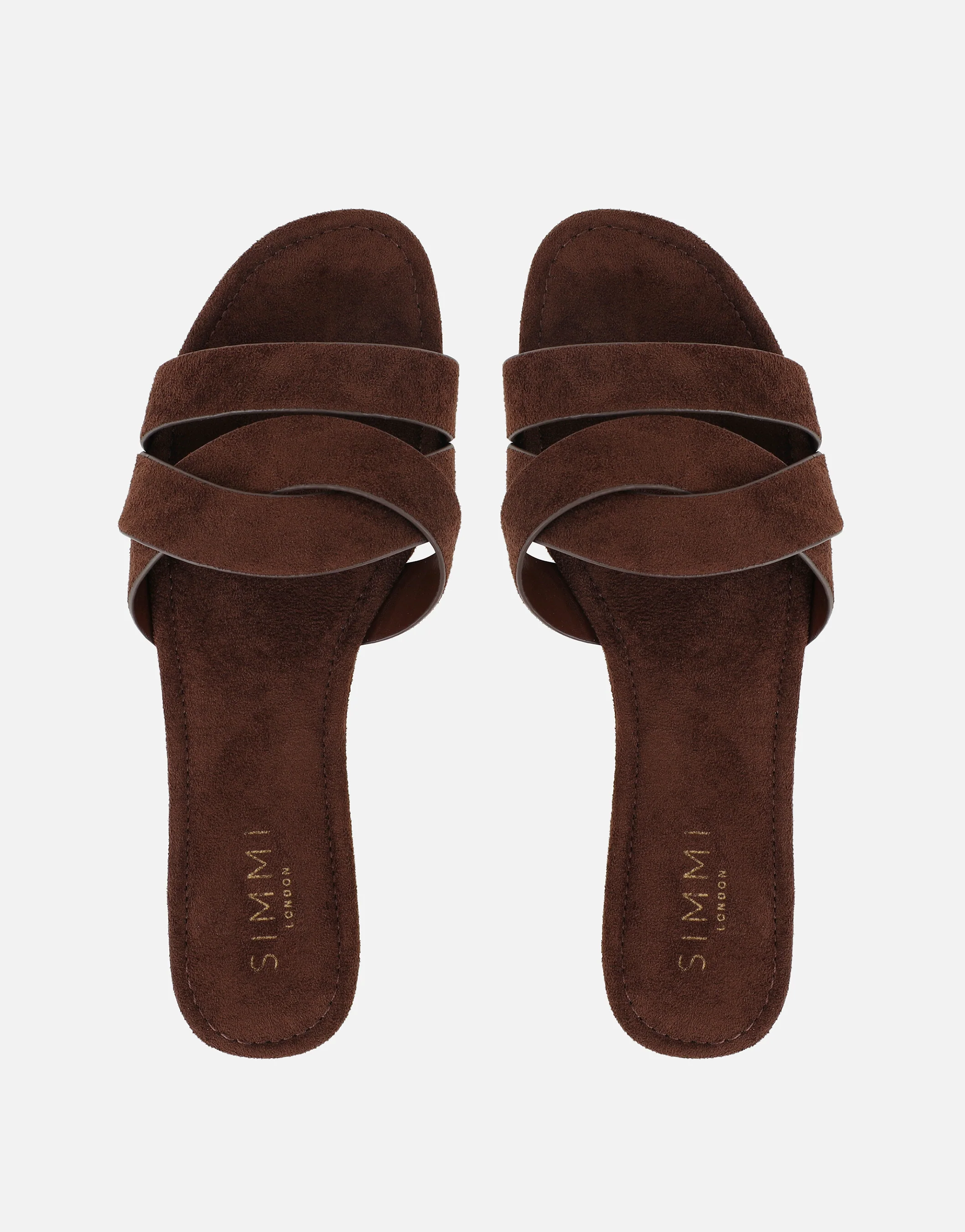 Jade Brown Suede Crossover Flats Sandals - Image 3