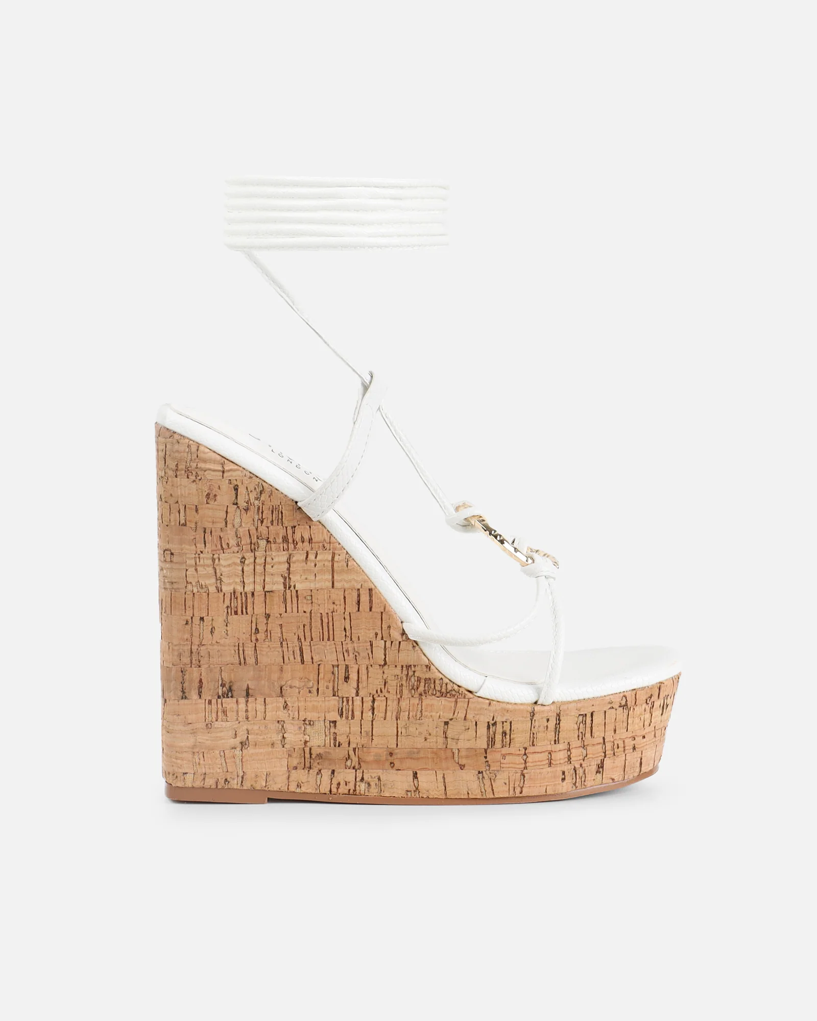 Jadey White Gold Detail Wedge Heels - Image 2