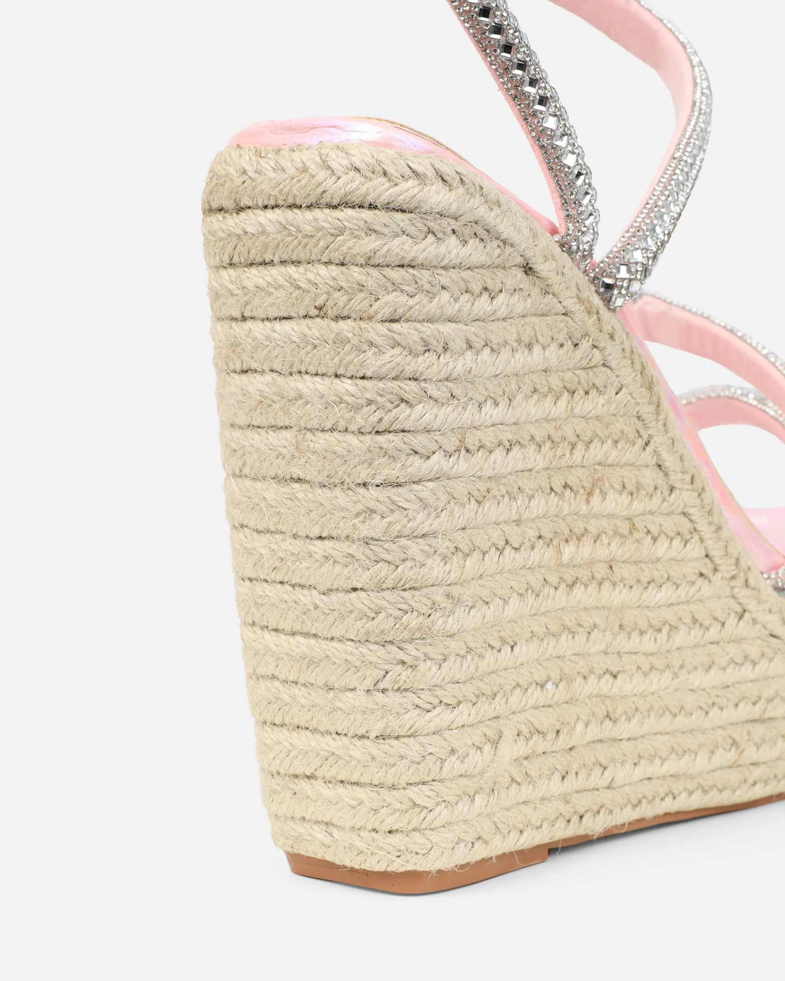 Jama Pink Faux Snake Effect Diamante Espadrille Sandals - Image 3