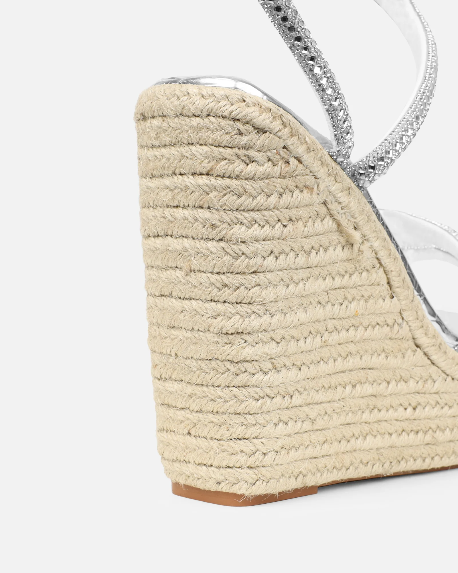 Jama Silver Faux Snake Effect Diamante Espadrille Sandals - Image 3