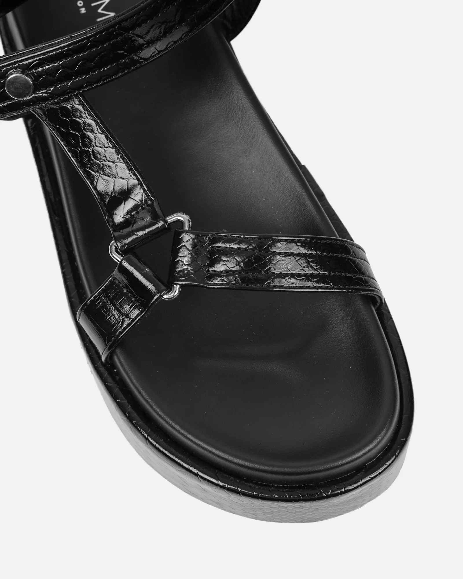 Jamarni Black Croc Print Flatform Sandals - Image 4