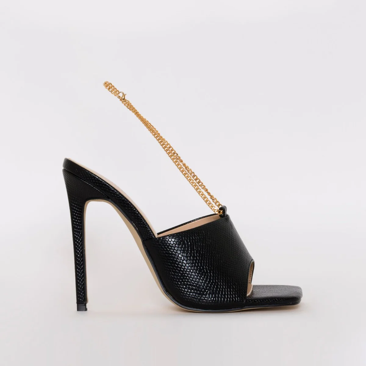 Jamila Black Snake Print Stiletto Mules - Image 2