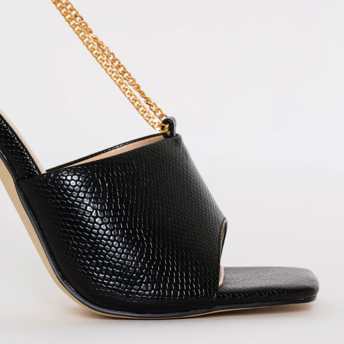 Jamila Black Snake Print Stiletto Mules - Image 4