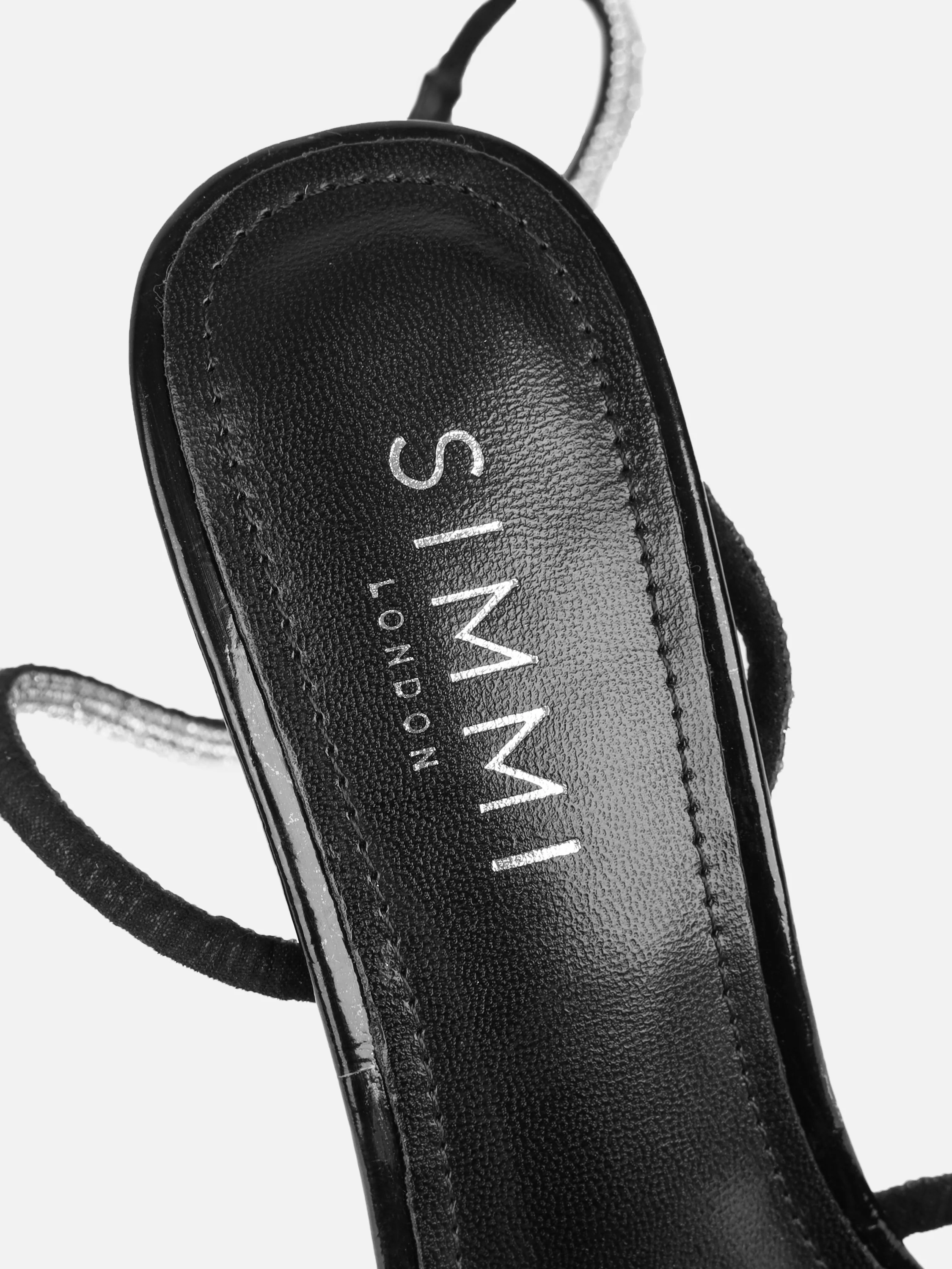 Janeet Black Diamante Knot Heeled Sandals - Image 3