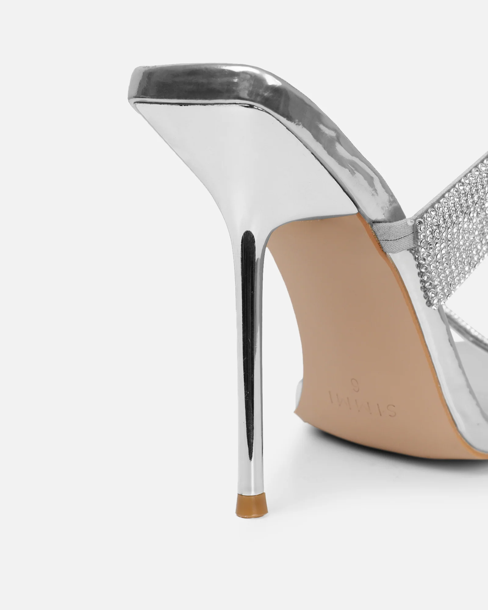 Javana silver mirror diamante spiral heeled sandals - Image 4