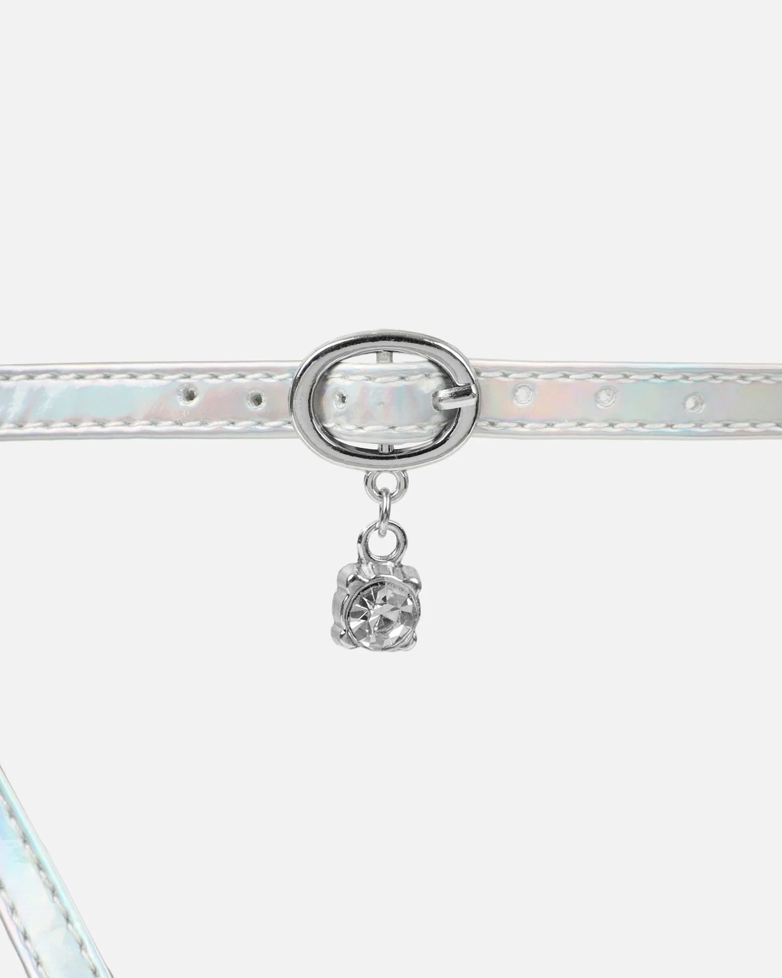 Jazzlyn Clear Silver Iridescent Diamante Mid Heeled Court Shoes - Image 3