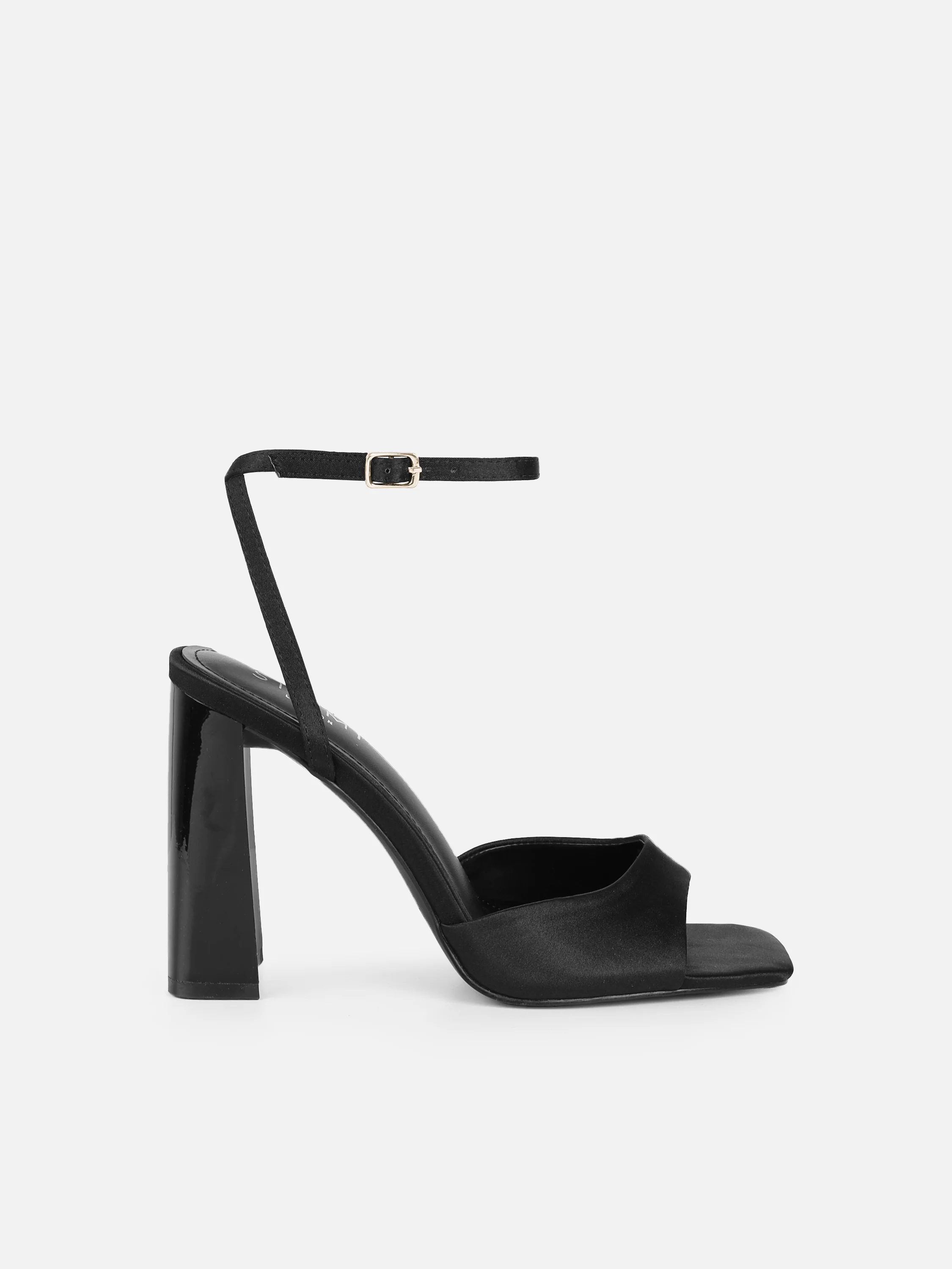 Jeena Black Satin Block Heeled Sandals - Image 2
