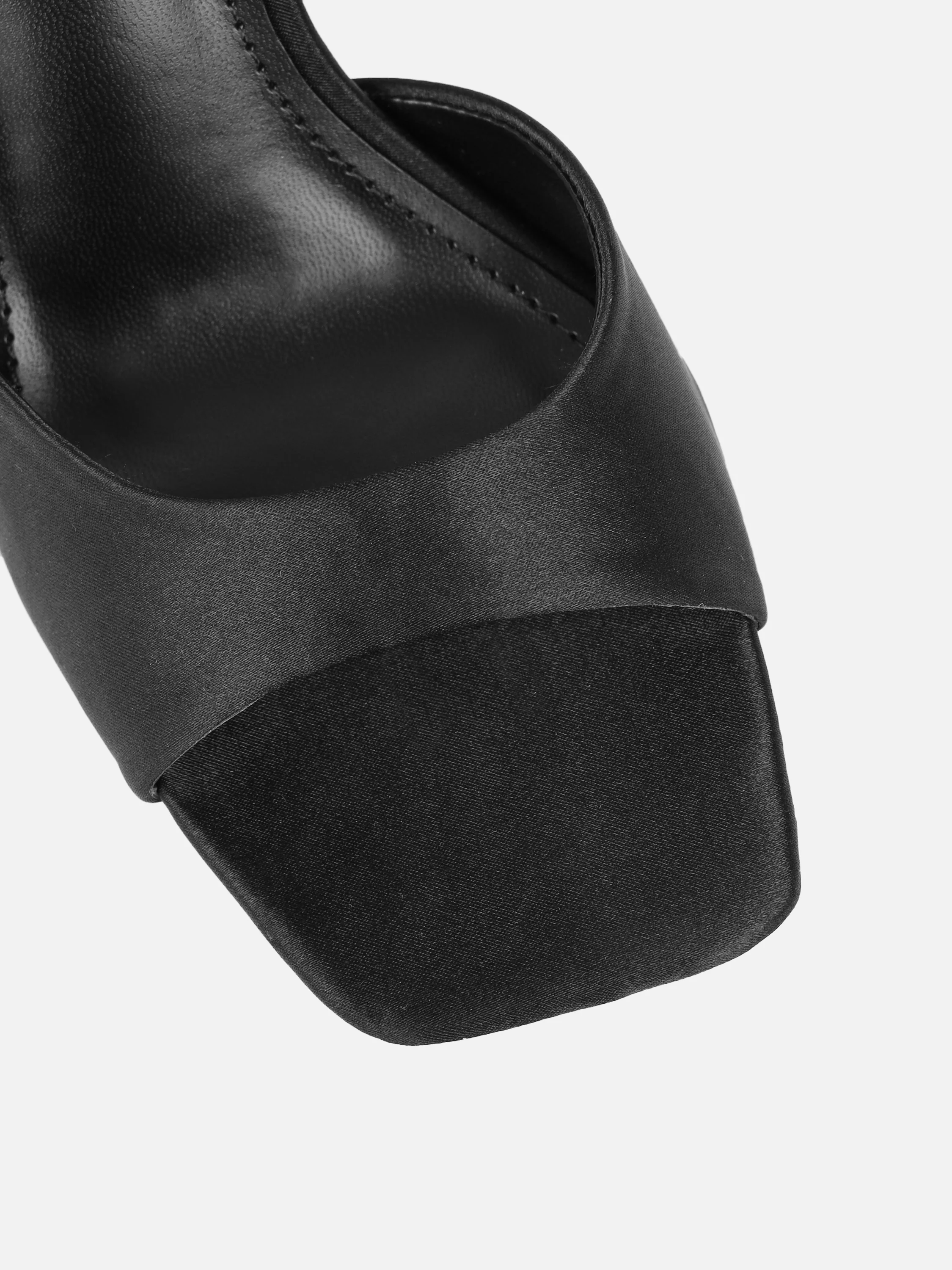 Jeena Black Satin Block Heeled Sandals - Image 4