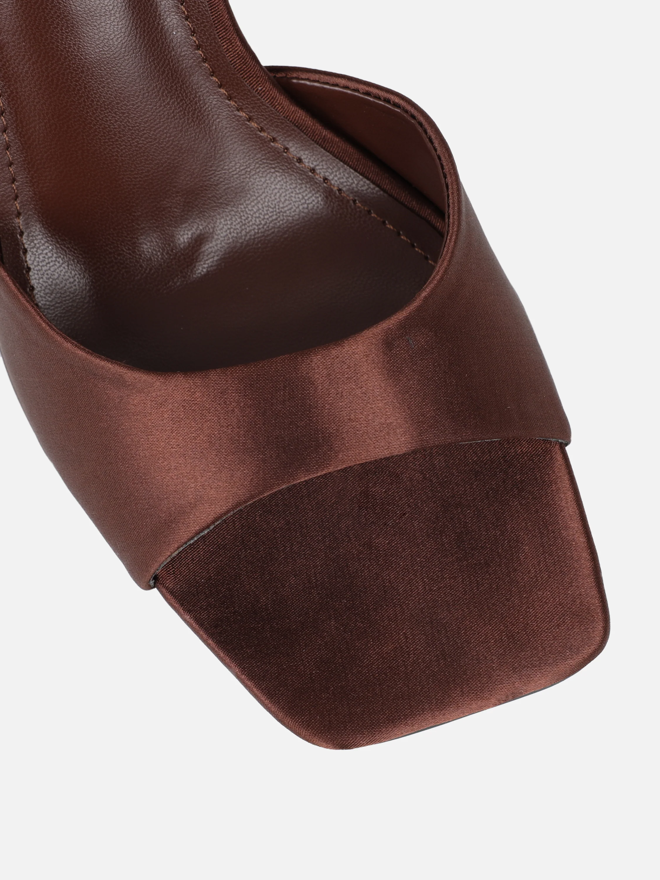 Jeena Chocolate Satin Block Heeled Sandals - Image 4